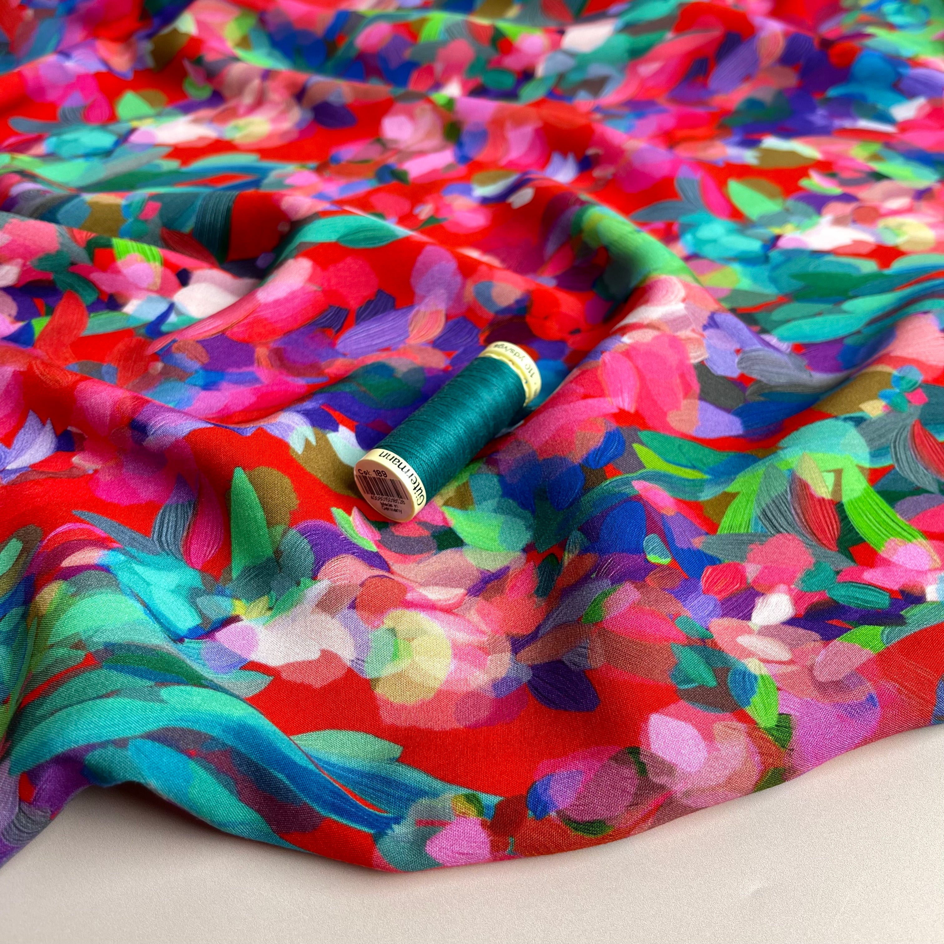 Summer Party - Lupine Petals Red ECOVERO™ Viscose