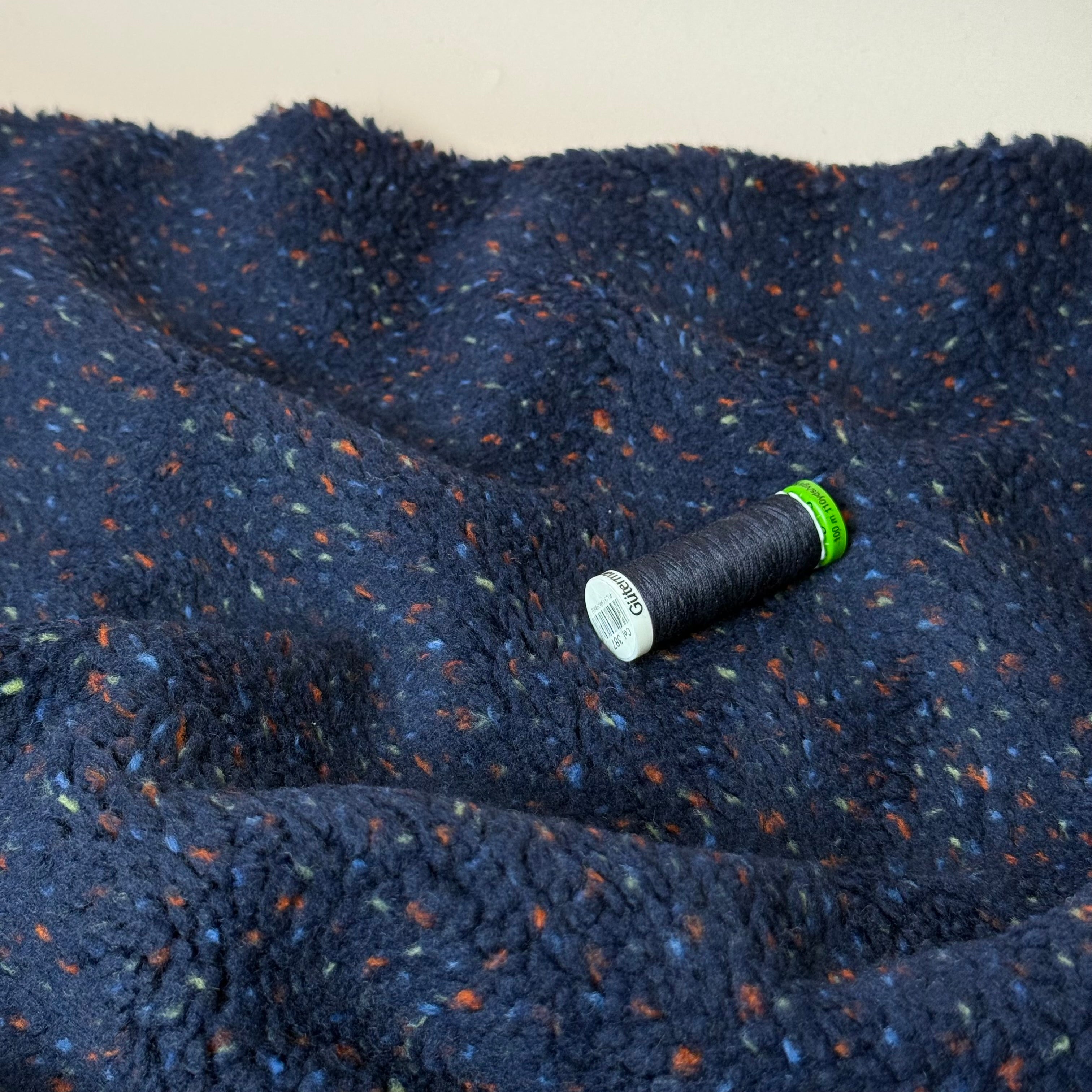 Speckles Navy Teddy Coating Fabric