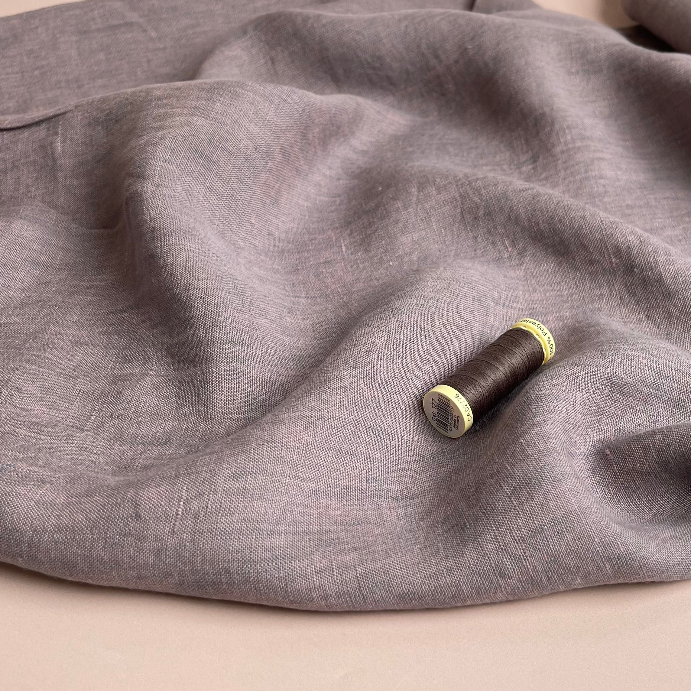 REMNANT 2.86 Metres - Yarn Dyed Pure Linen Fabric in Old Pink Melange