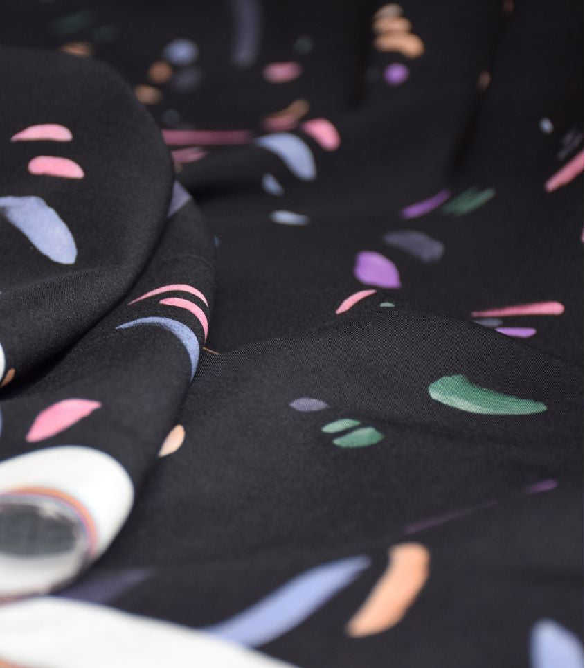 Cousette - Rainbow Drops Black ECOVERO Viscose Fabric