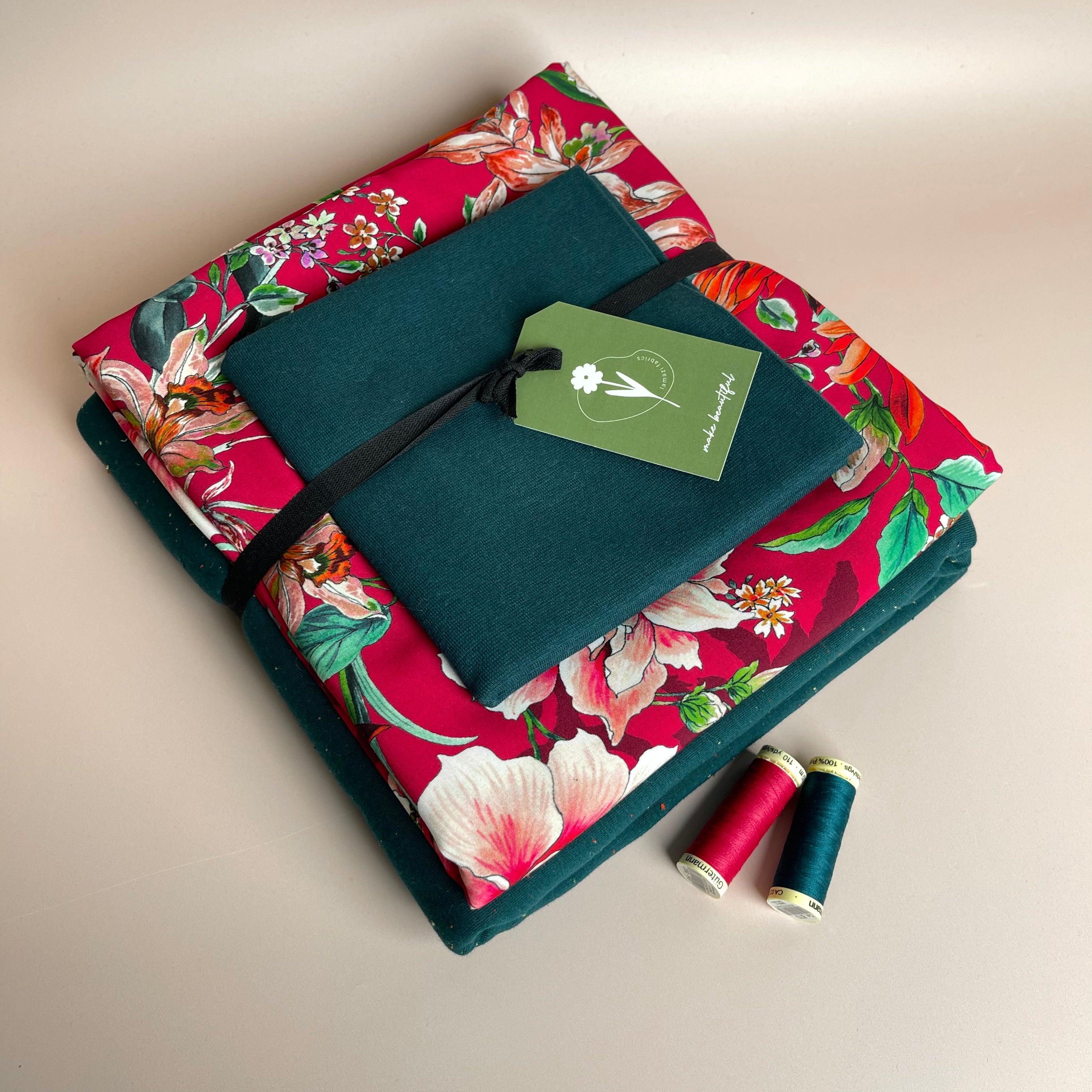 Make an Outfit Colour Bundle - Watercolour Tropics Viscose & Cosy Colours Sweat-shirting