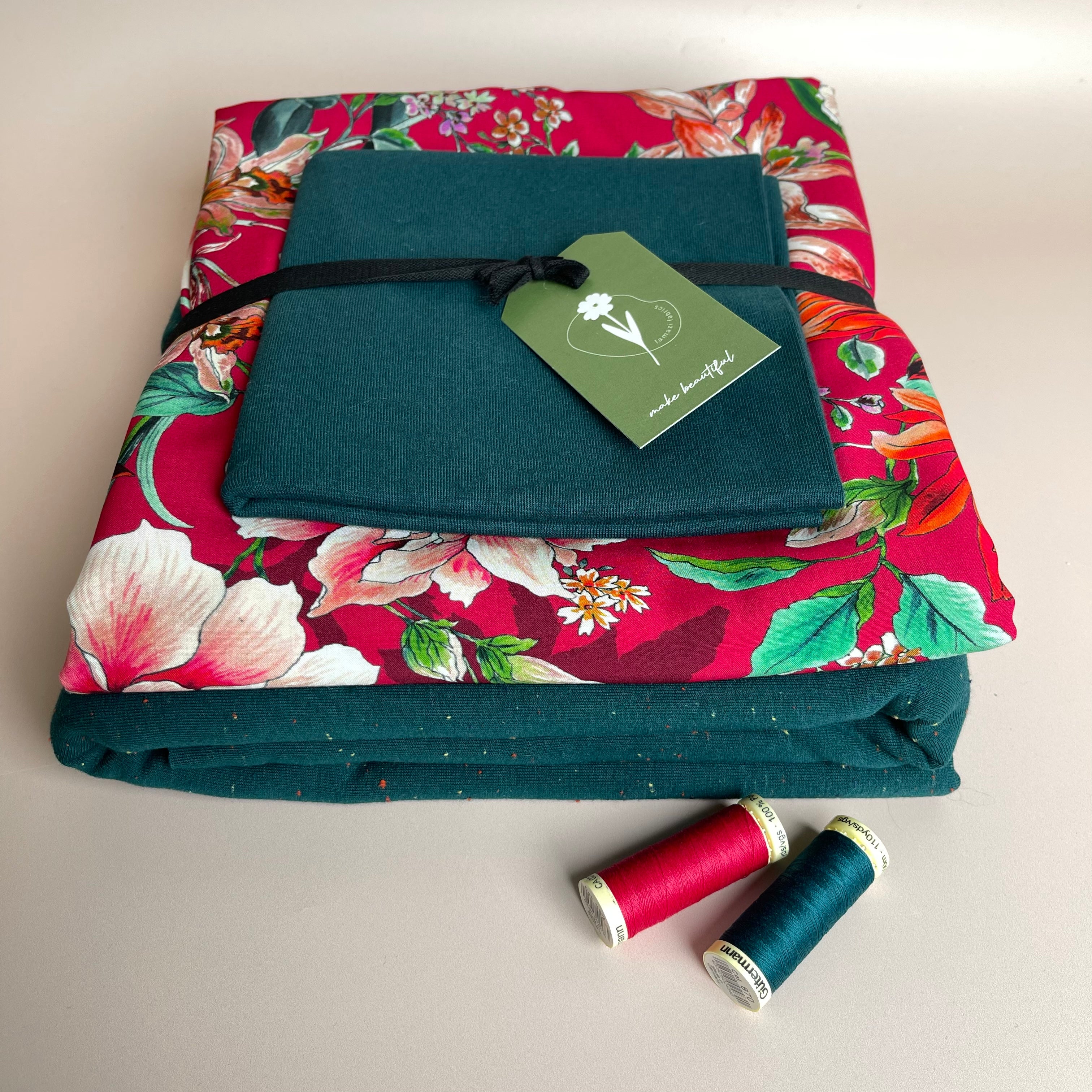 Make an Outfit Colour Bundle - Watercolour Tropics Viscose & Cosy Colours Sweat-shirting