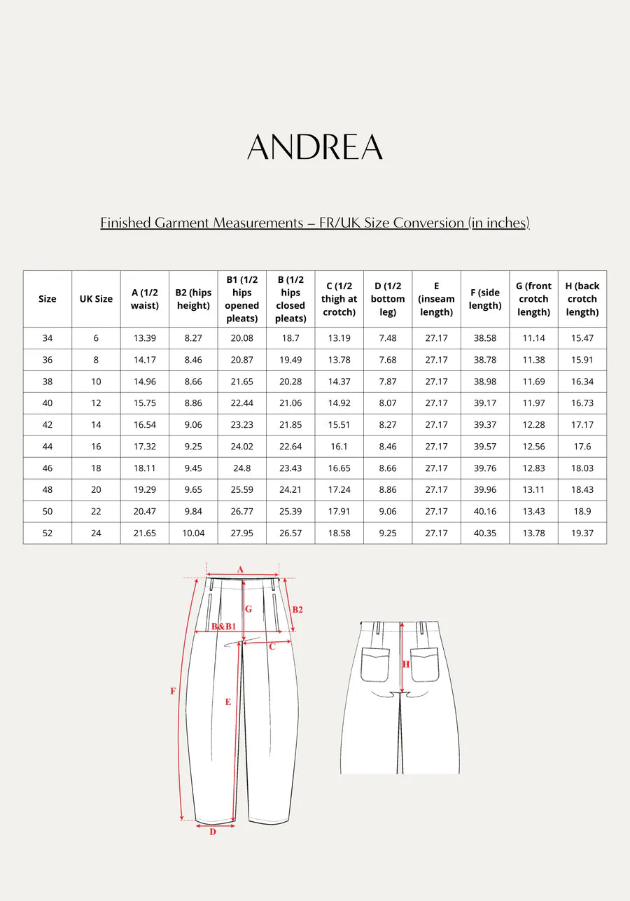 Maison Fauve - ANDREA trousers Paper Sewing Pattern