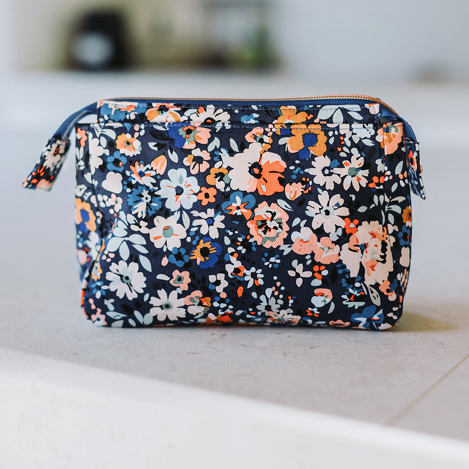 See You At Six - Flower Joy Oceana Blue Cotton Canvas Gabardine Twill