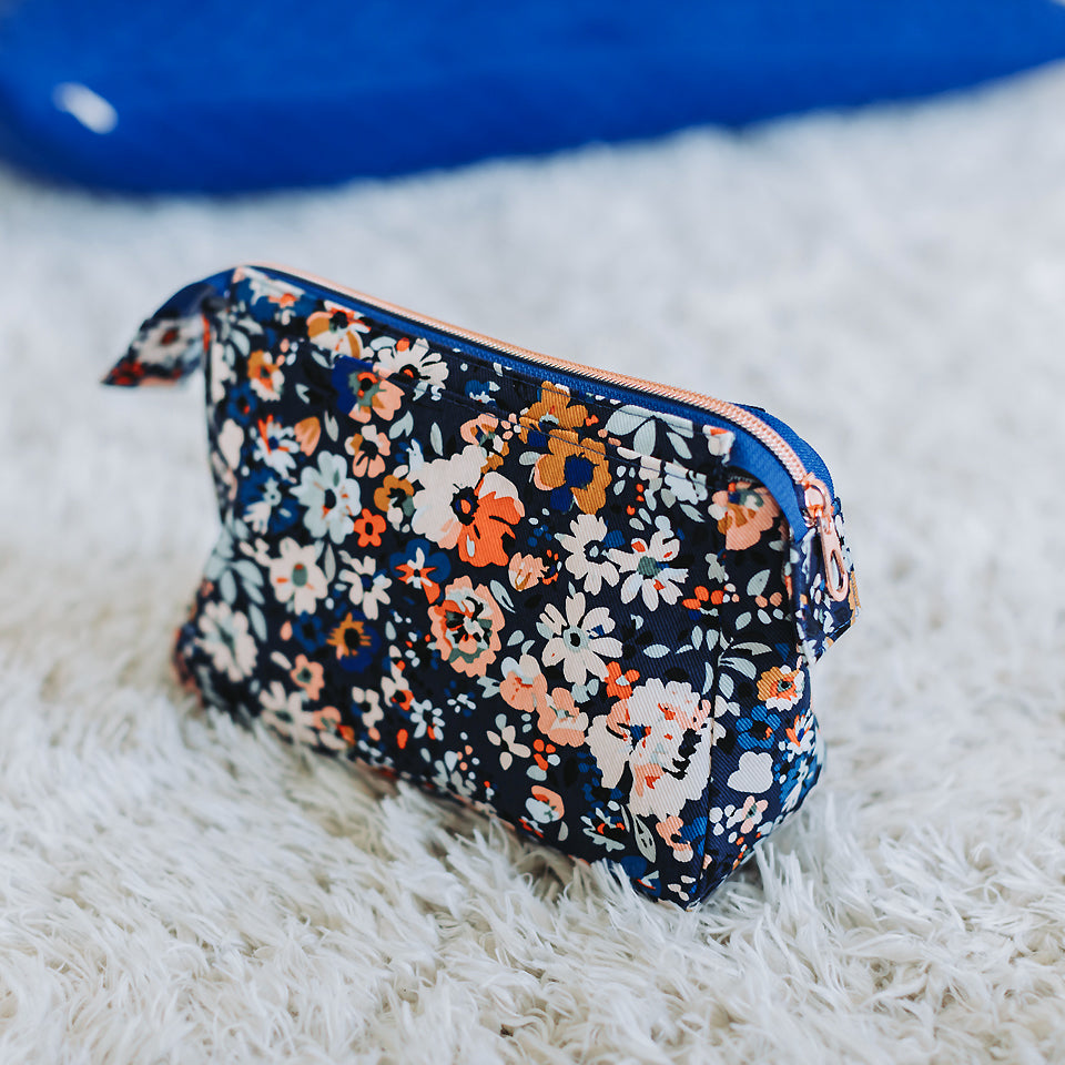 See You At Six - Flower Joy Oceana Blue Cotton Canvas Gabardine Twill