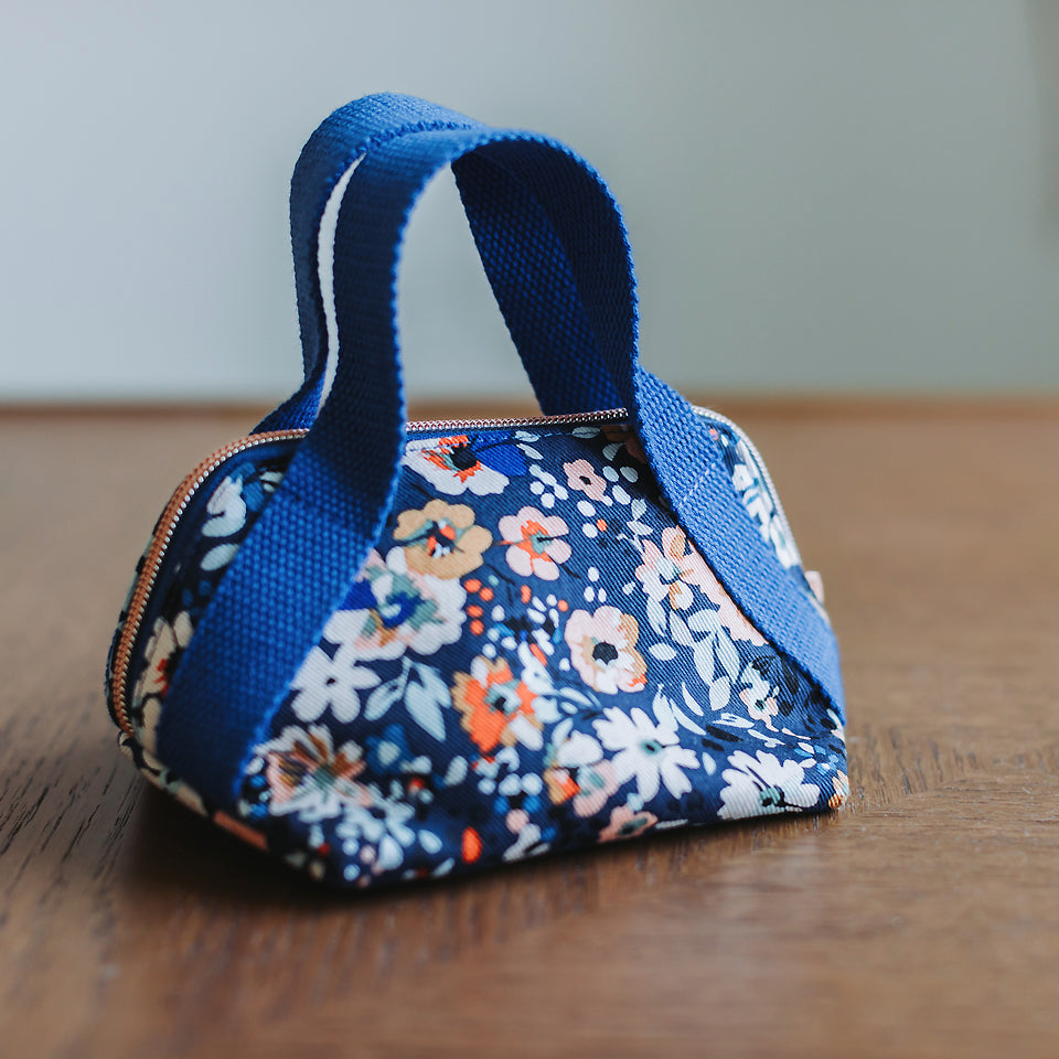 See You At Six - Flower Joy Oceana Blue Cotton Canvas Gabardine Twill