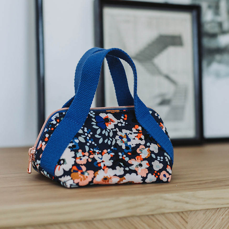 See You At Six - Flower Joy Oceana Blue Cotton Canvas Gabardine Twill