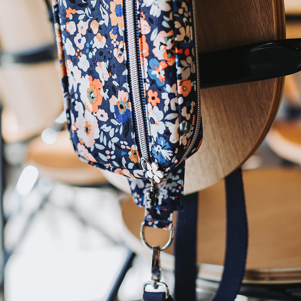 See You At Six - Flower Joy Oceana Blue Cotton Canvas Gabardine Twill