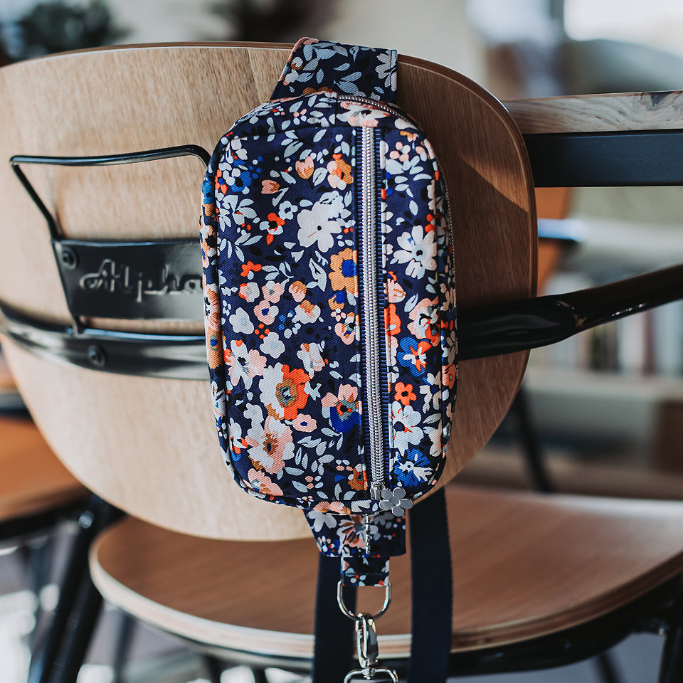 See You At Six - Flower Joy Oceana Blue Cotton Canvas Gabardine Twill