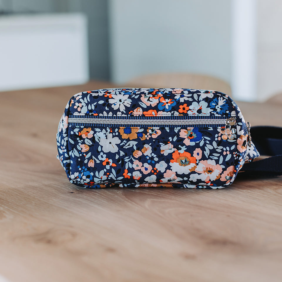 See You At Six - Flower Joy Oceana Blue Cotton Canvas Gabardine Twill