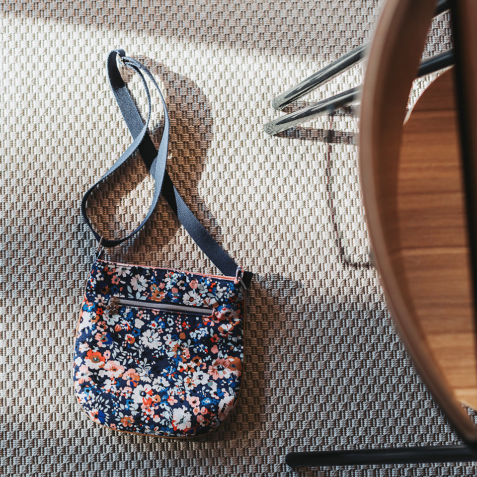 See You At Six - Flower Joy Oceana Blue Cotton Canvas Gabardine Twill