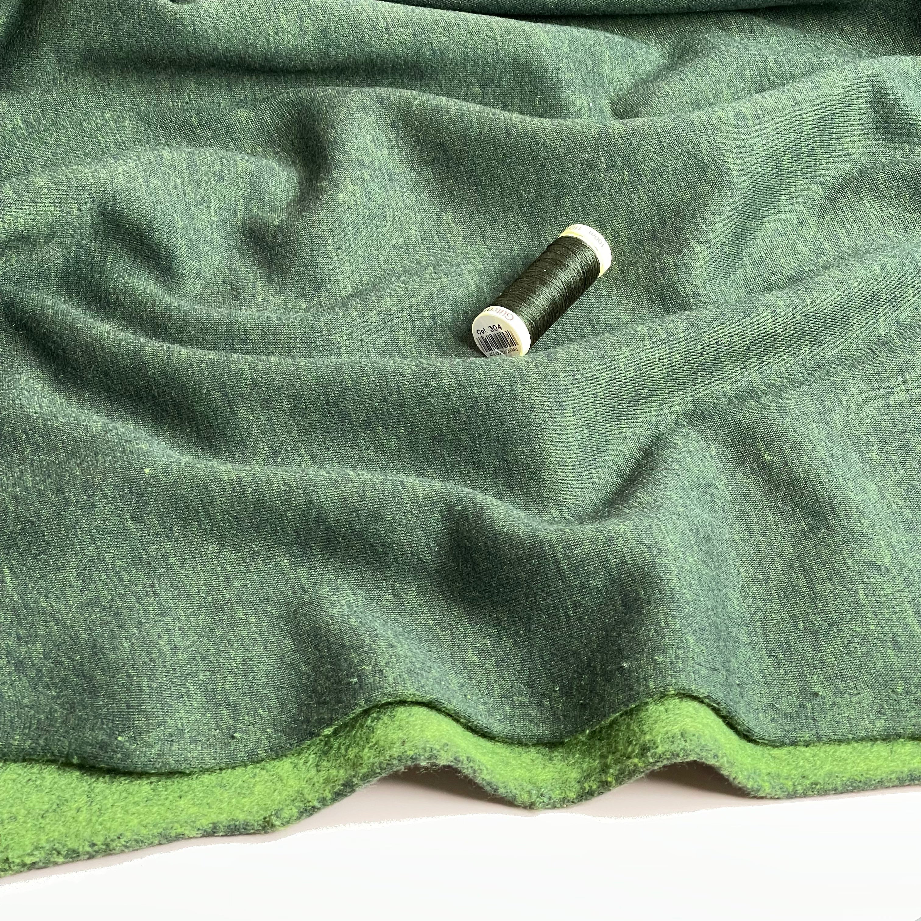 Danish Design - Snuggly Melange Brushed Sweat-shirting in Forest Green