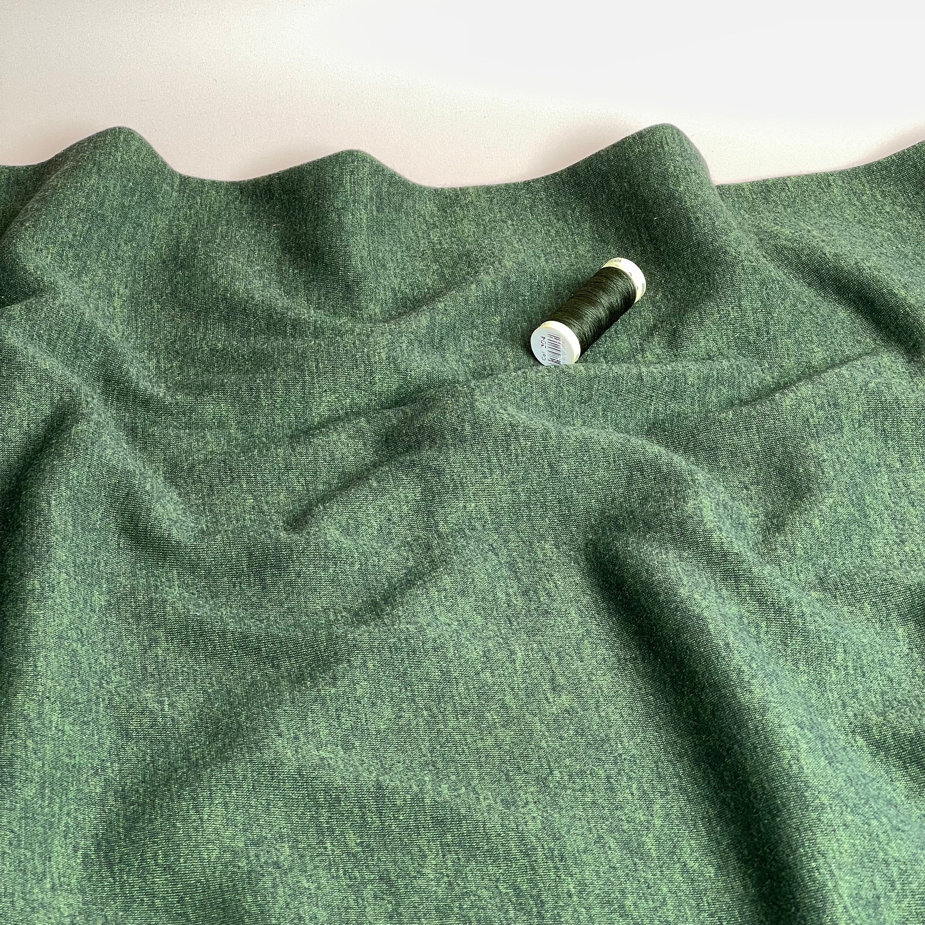 Danish Design - Snuggly Melange Brushed Sweat-shirting in Forest Green