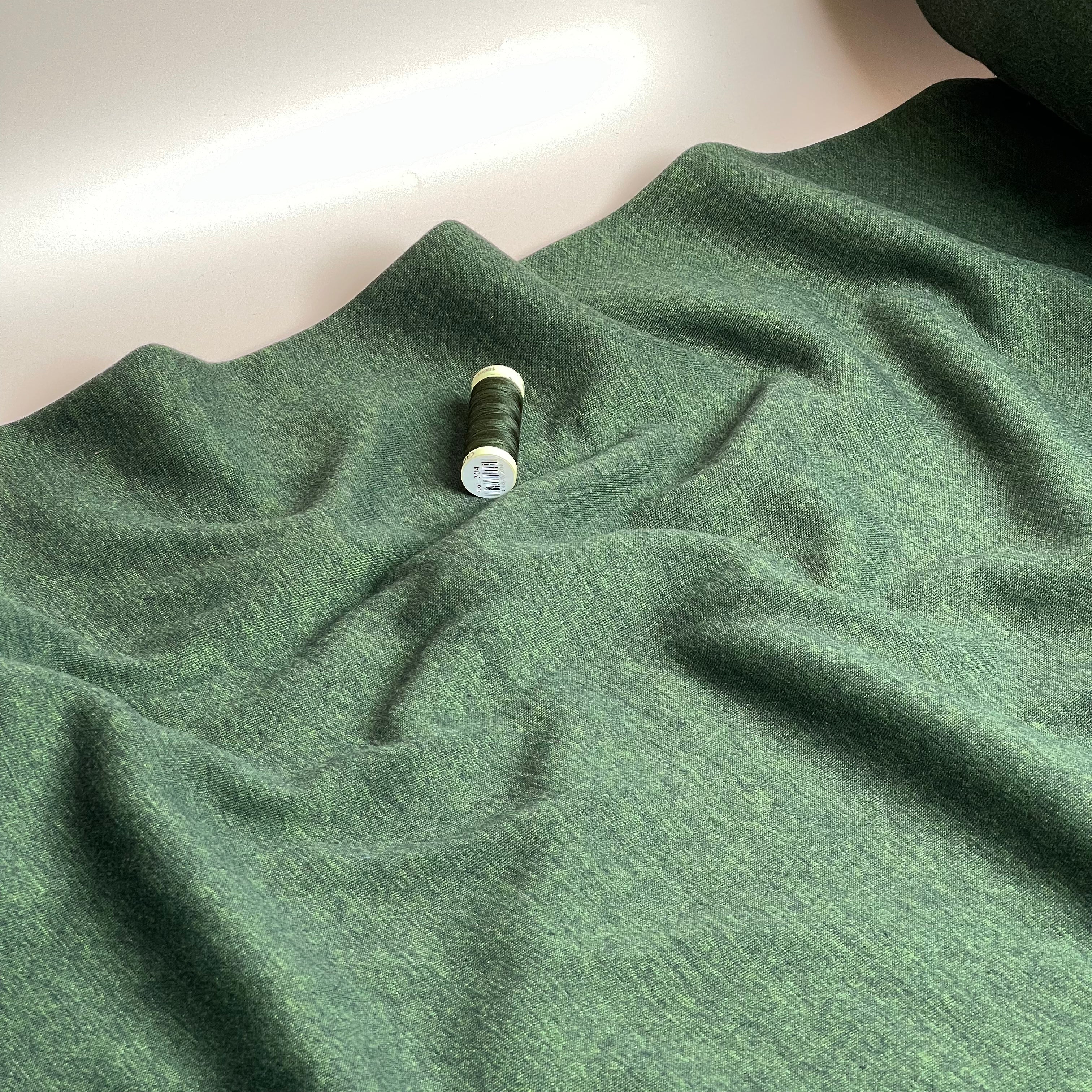 Danish Design - Snuggly Melange Brushed Sweat-shirting in Forest Green