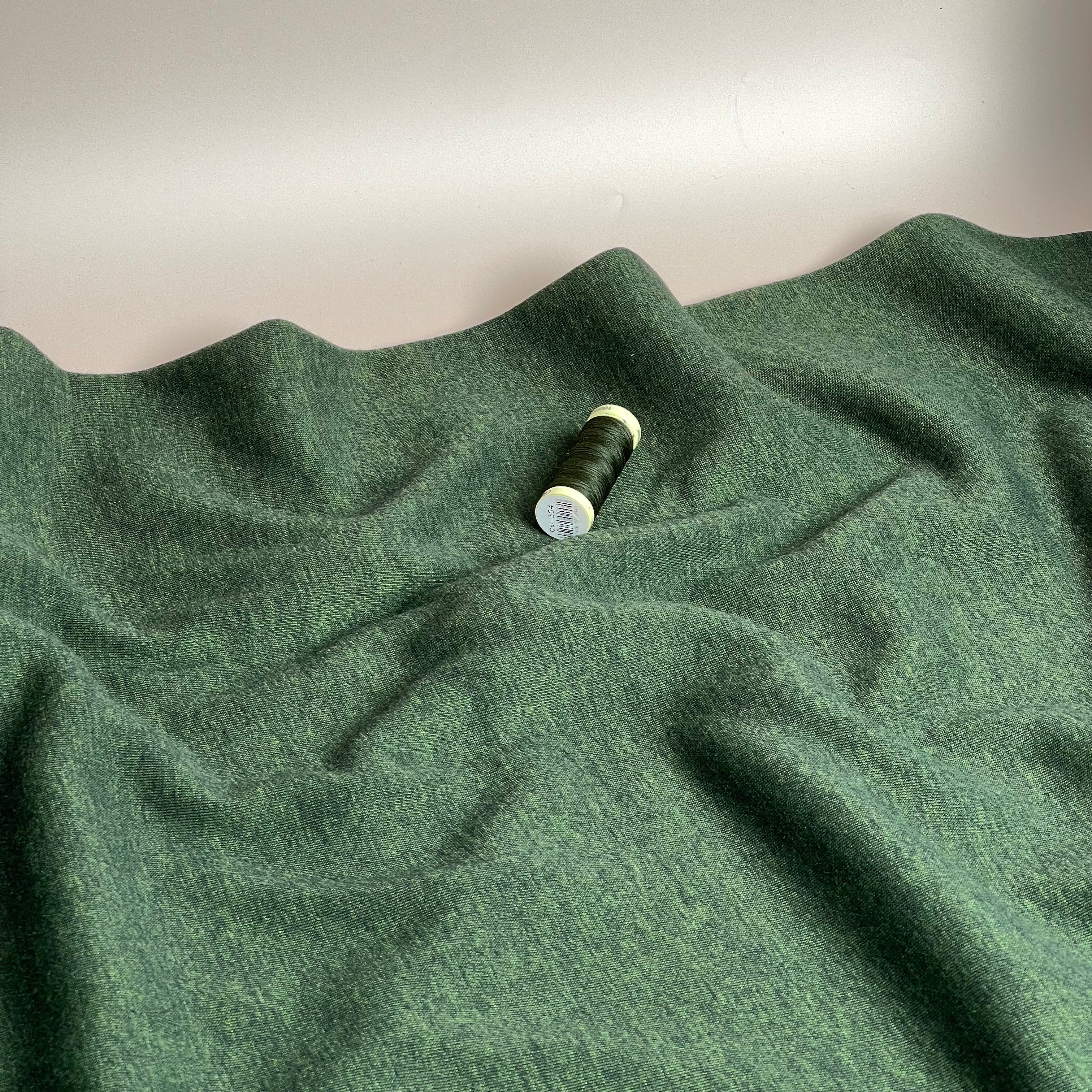 Danish Design - Snuggly Melange Brushed Sweat-shirting in Forest Green