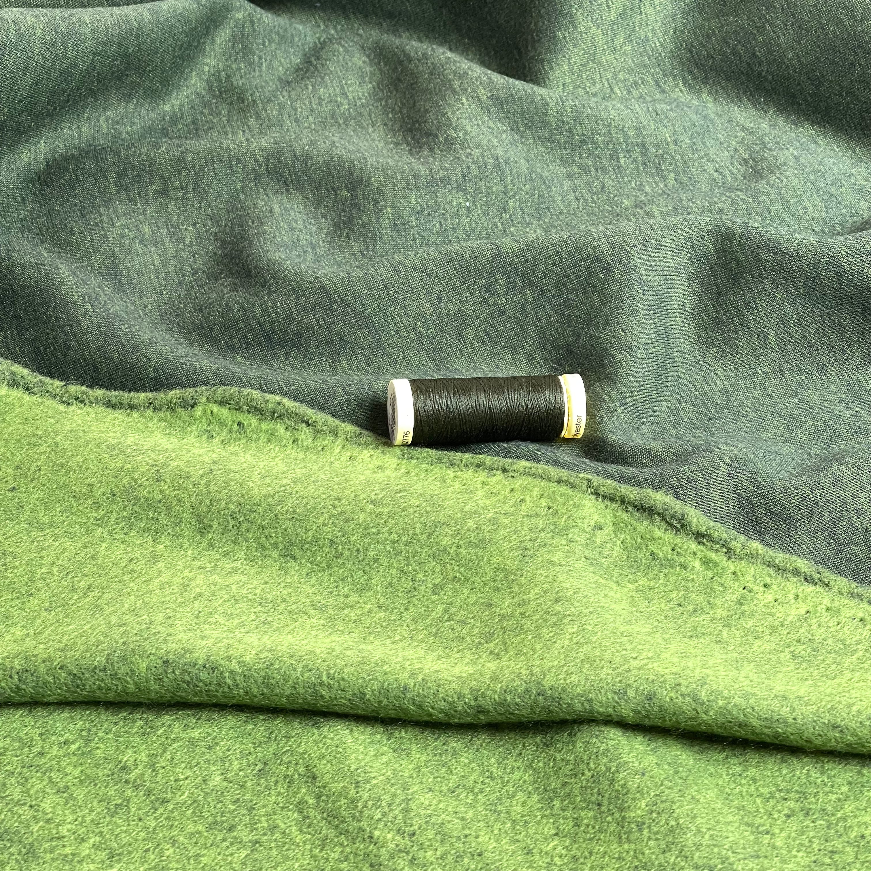 Danish Design - Snuggly Melange Brushed Sweat-shirting in Forest Green