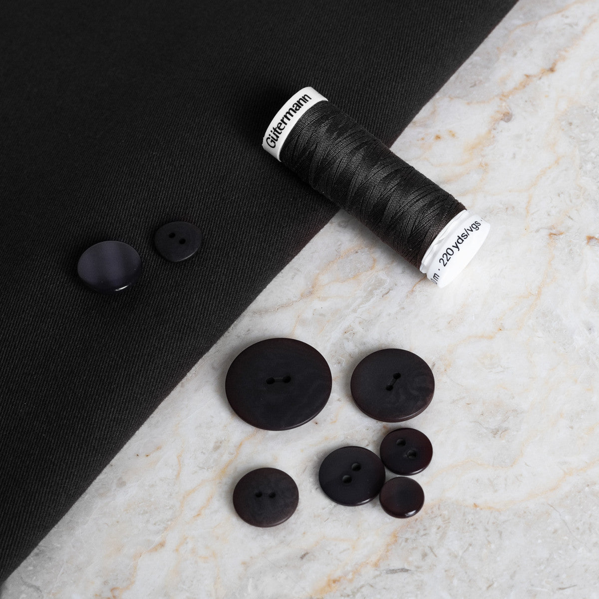 REMNANT 1 Metre - Atelier Brunette - Black Light Cotton Gabardine Fabric