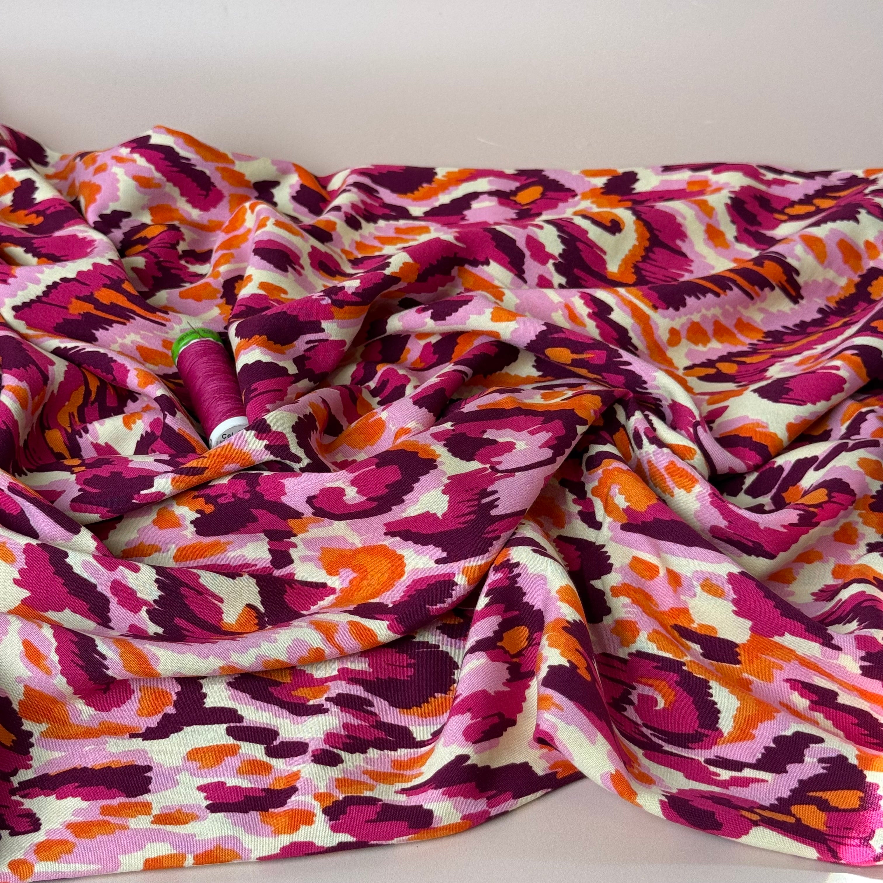 Pink Camo Viscose Poplin With Little Stretch