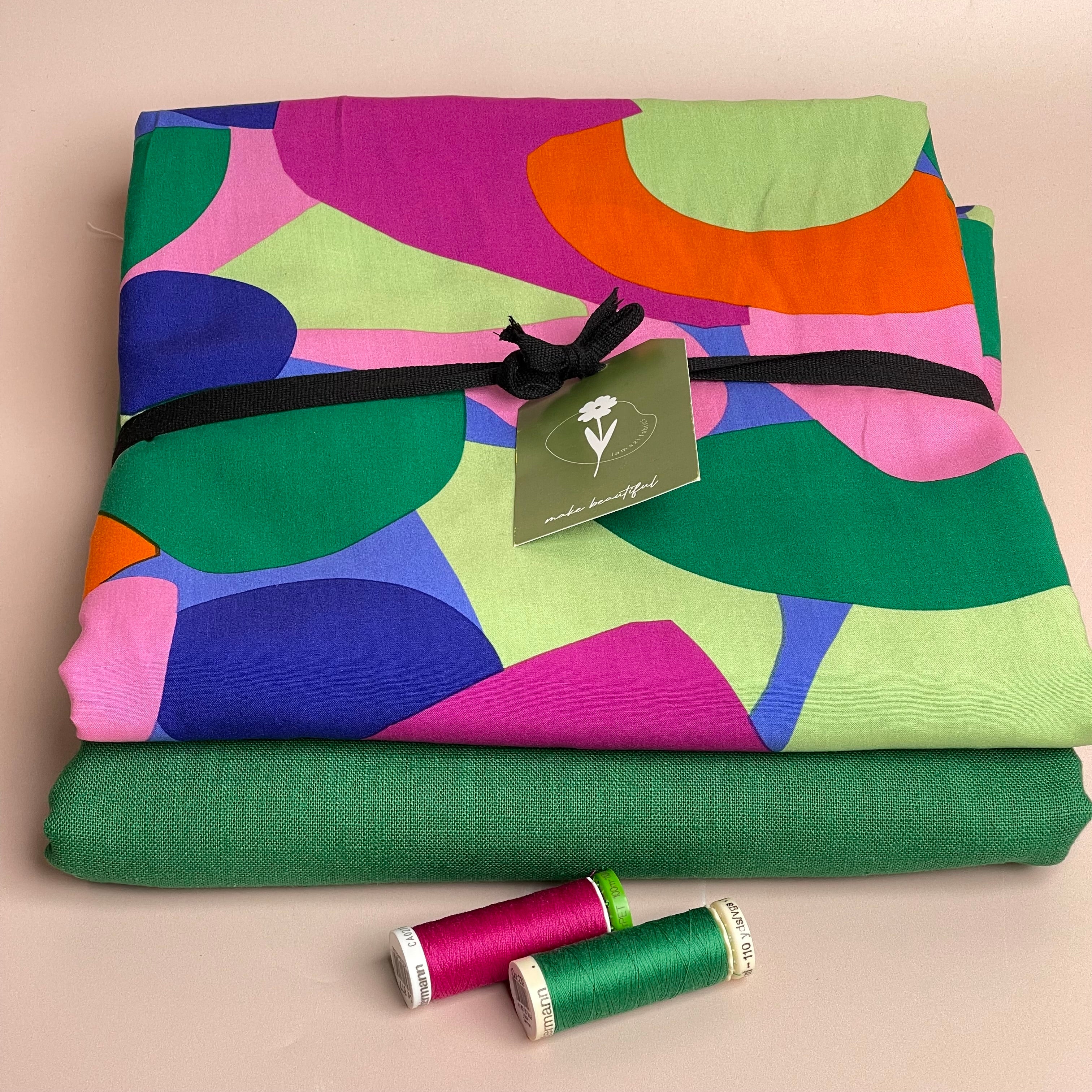 Make an Outfit Colour Bundle - Rockpool EcoVero Viscose with Emerald Breeze Washed Linen