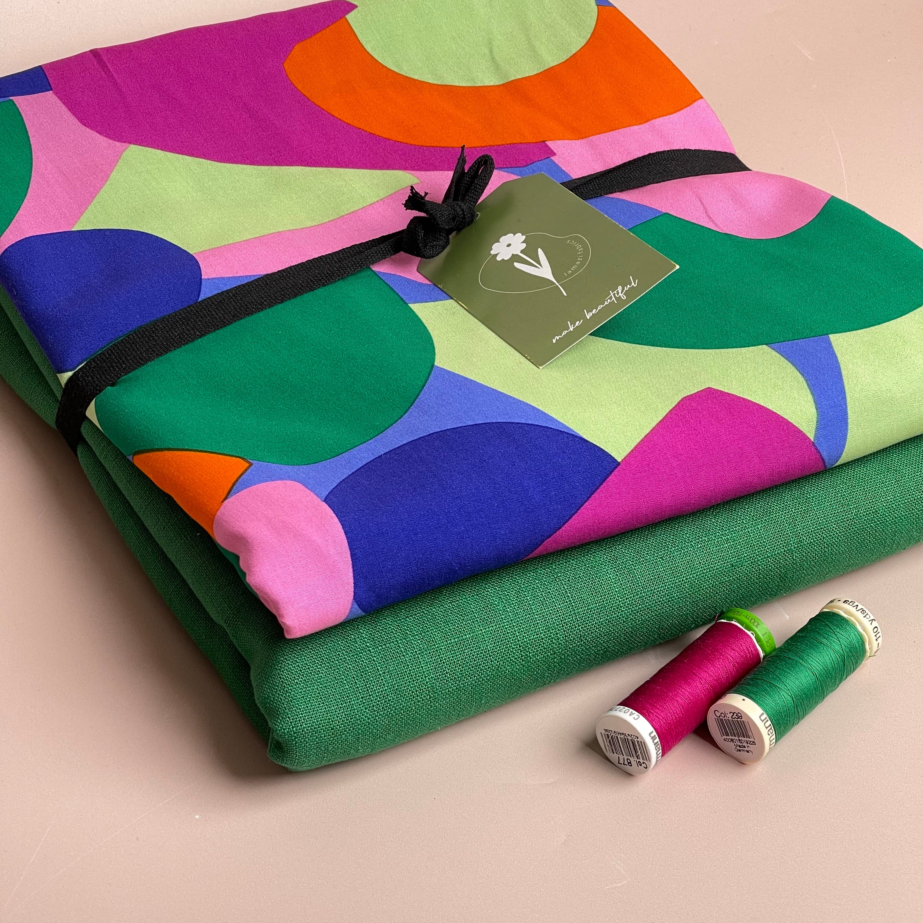Make an Outfit Colour Bundle - Rockpool EcoVero Viscose with Emerald Breeze Washed Linen