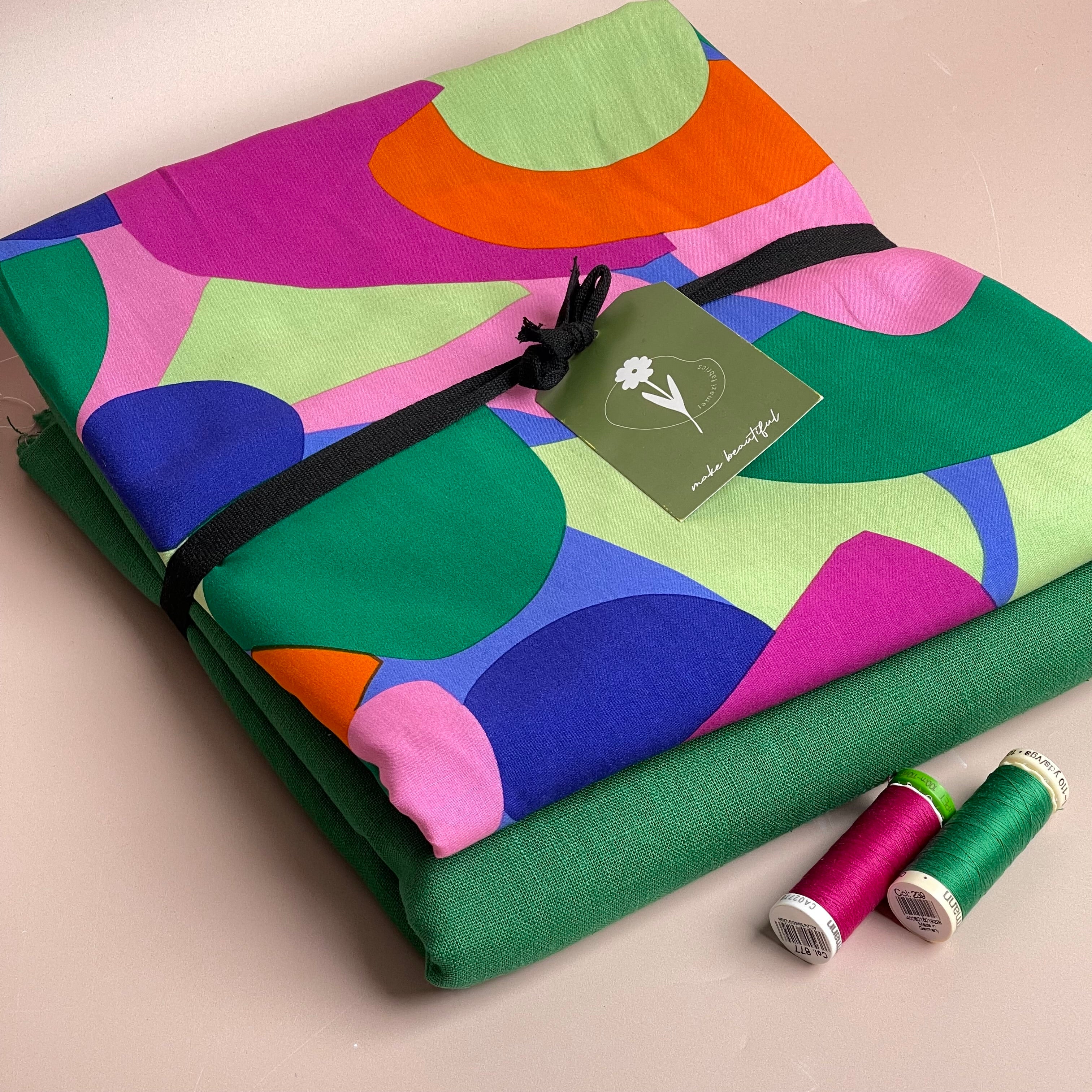 Make an Outfit Colour Bundle - Rockpool EcoVero Viscose with Emerald Breeze Washed Linen