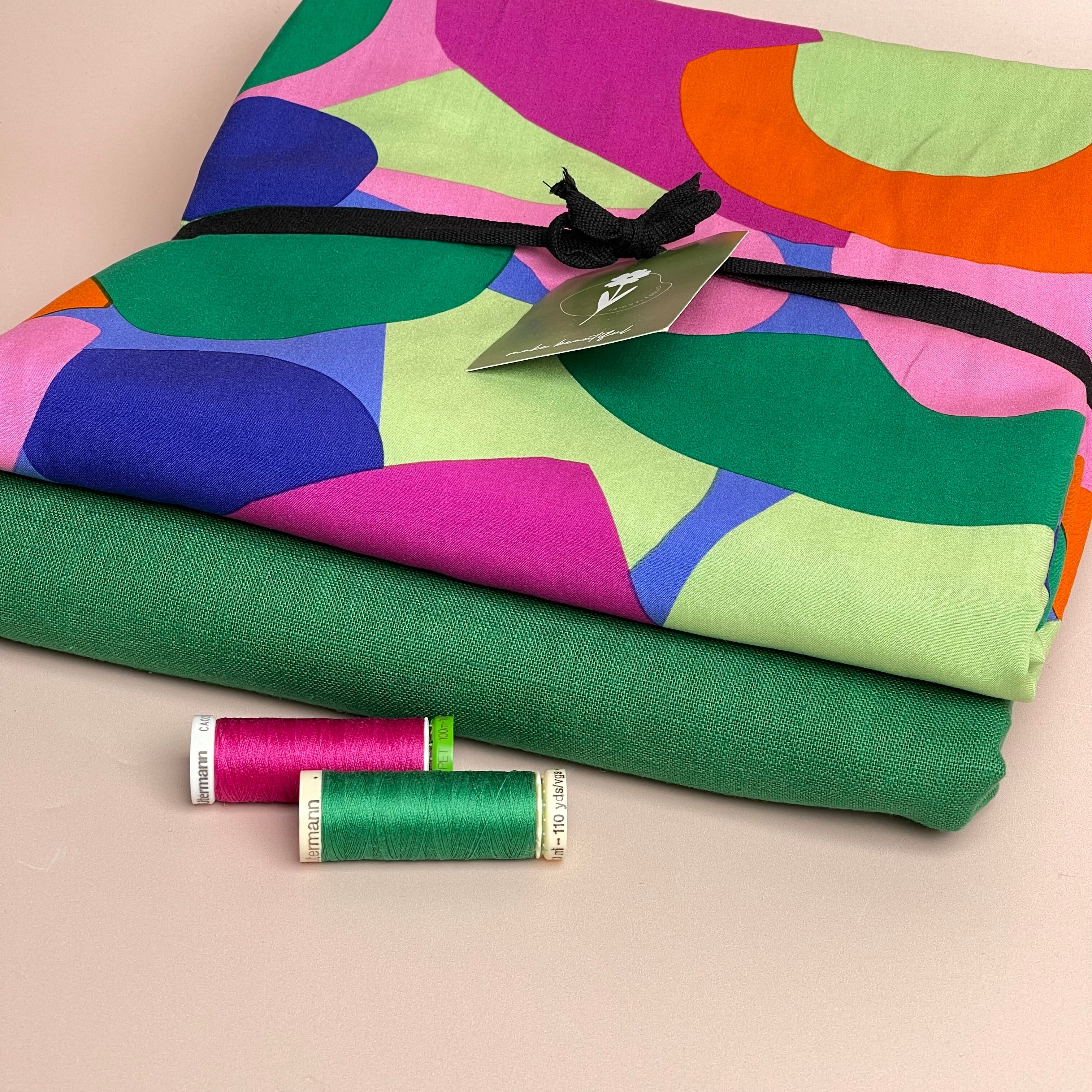 Make an Outfit Colour Bundle - Rockpool EcoVero Viscose with Emerald Breeze Washed Linen