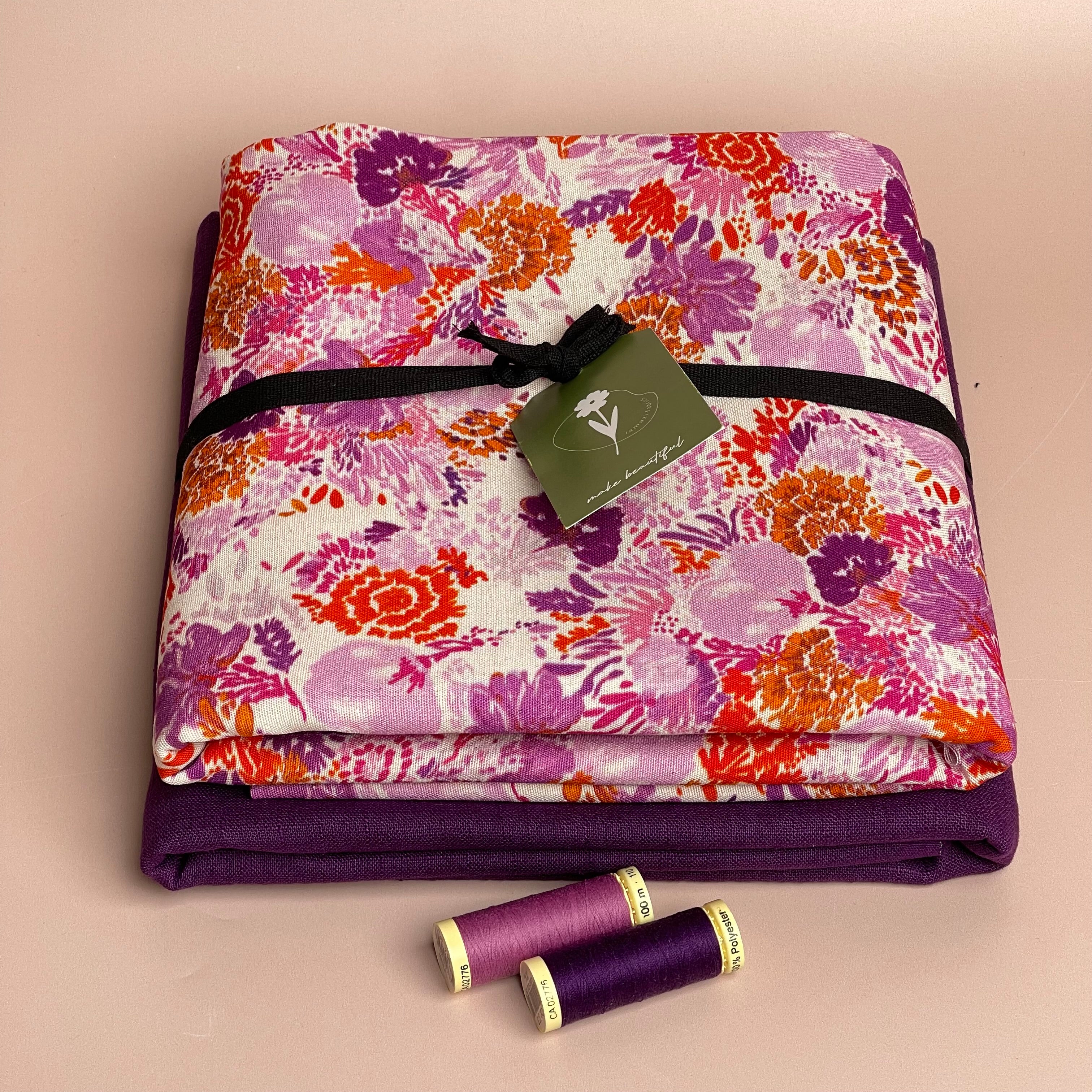 Make an Outfit Colour Bundle - Sunrise Florals Viscose Linen with Breeze Washed Linen