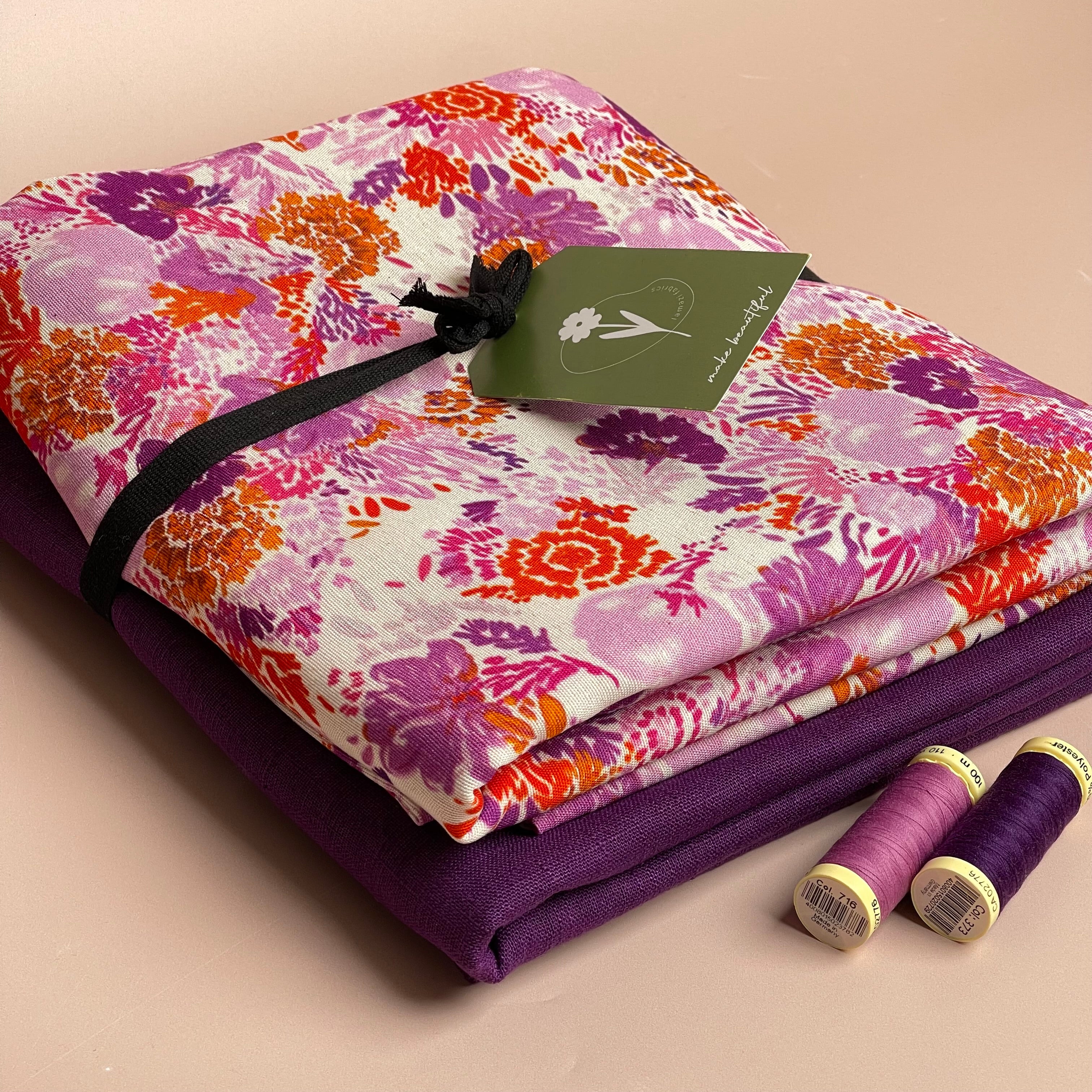 Make an Outfit Colour Bundle - Sunrise Florals Viscose Linen with Breeze Washed Linen