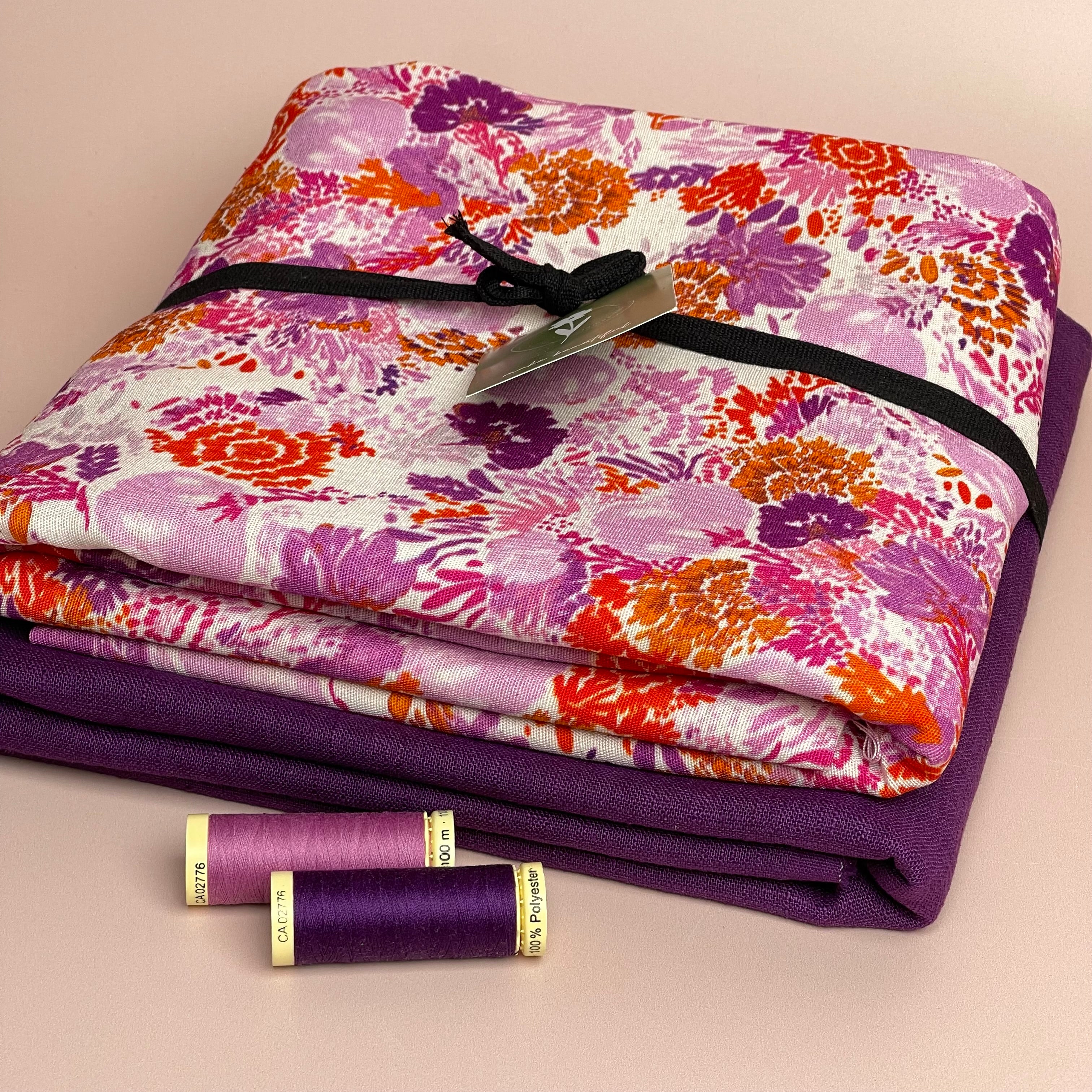 Make an Outfit Colour Bundle - Sunrise Florals Viscose Linen with Breeze Washed Linen