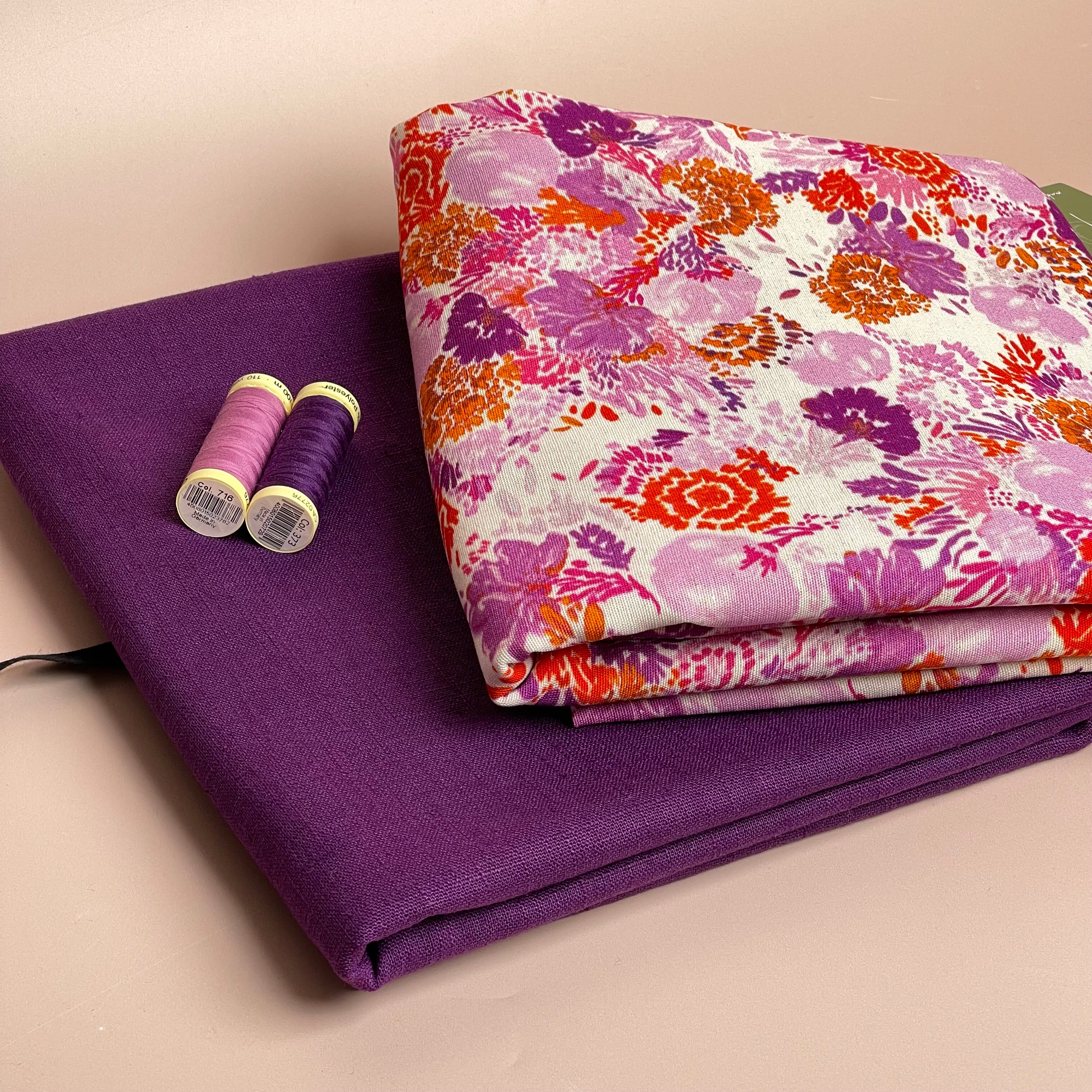 Make an Outfit Colour Bundle - Sunrise Florals Viscose Linen with Breeze Washed Linen