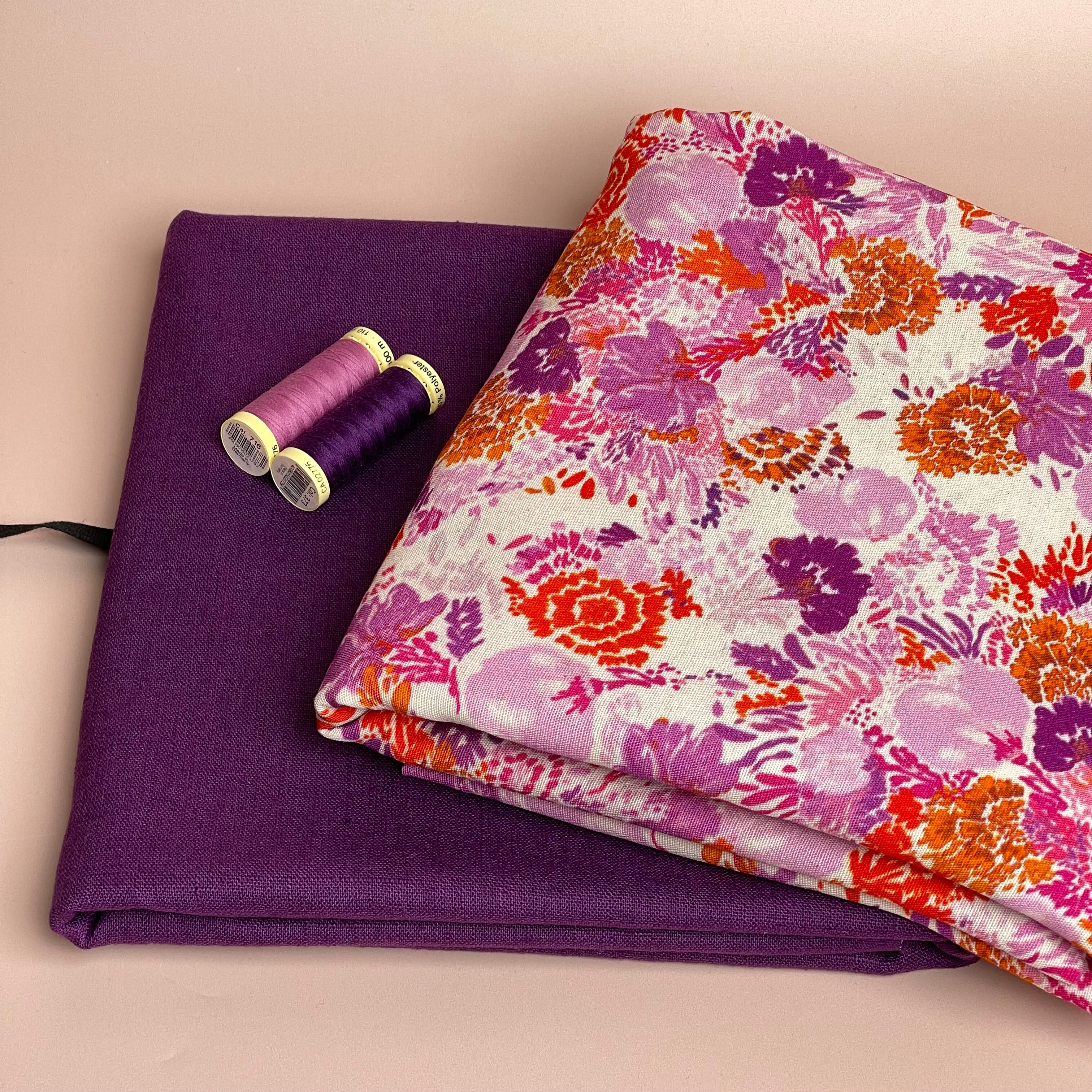 Make an Outfit Colour Bundle - Sunrise Florals Viscose Linen with Breeze Washed Linen