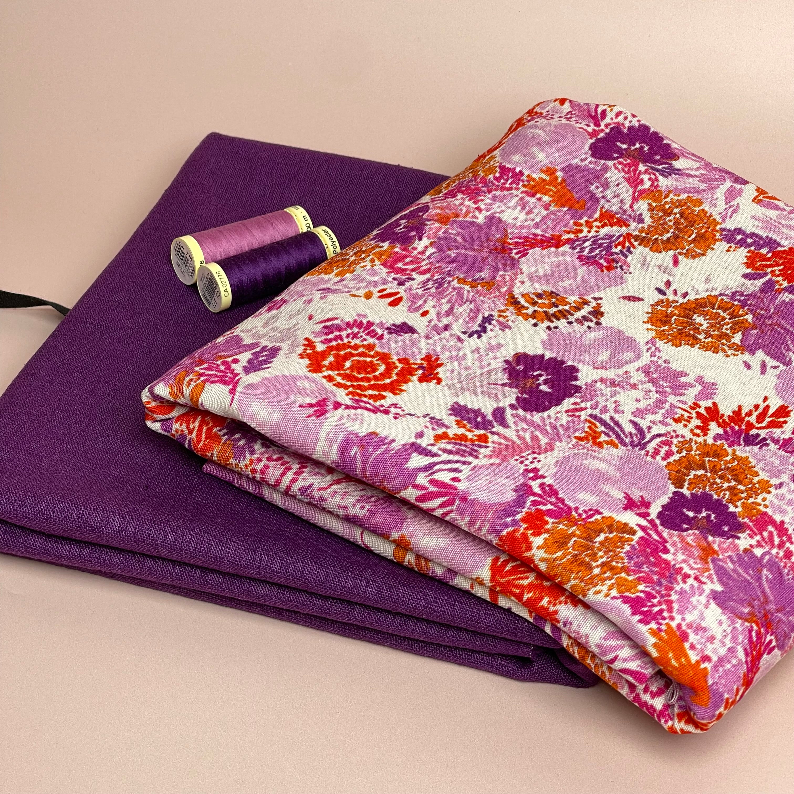 Make an Outfit Colour Bundle - Sunrise Florals Viscose Linen with Breeze Washed Linen