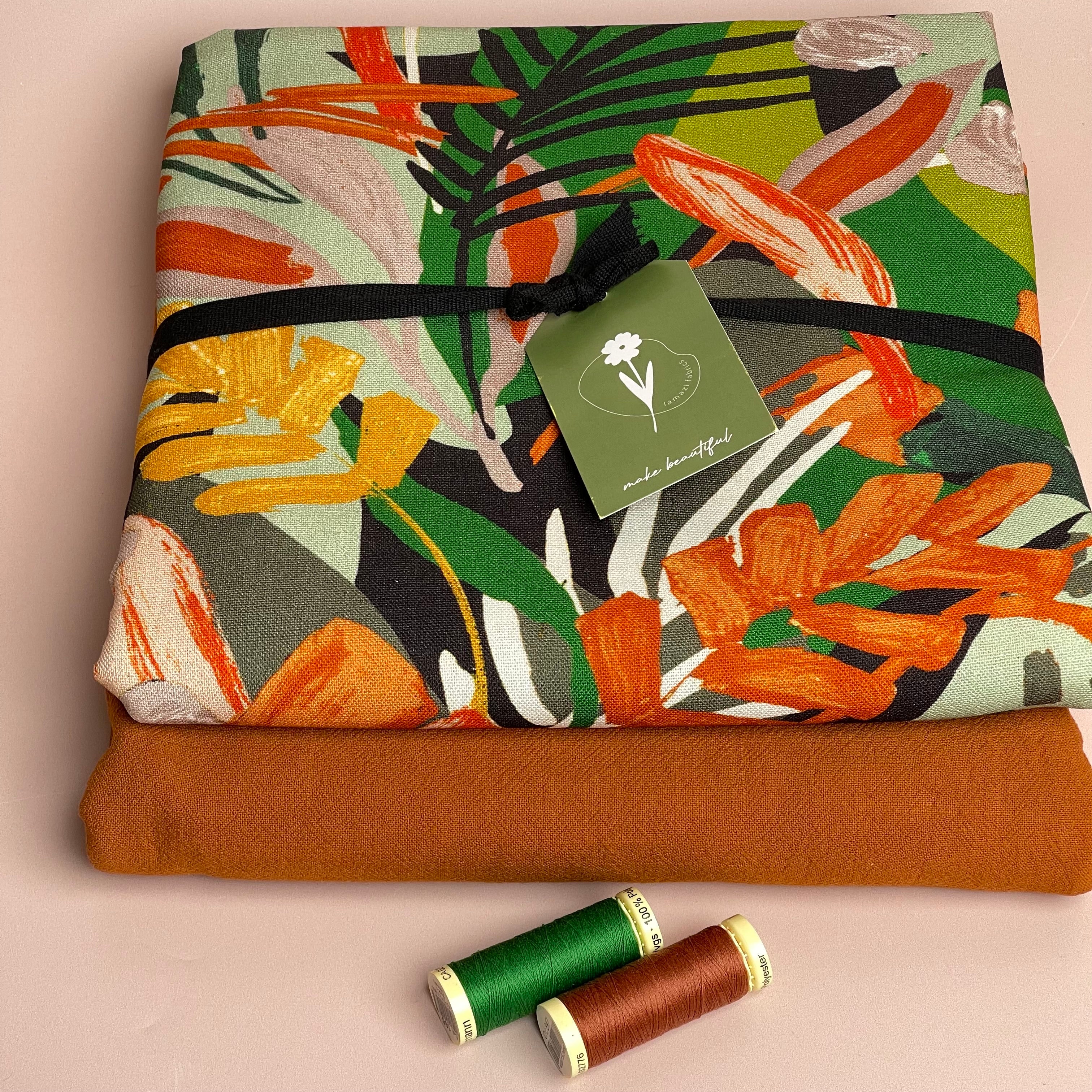 Make an Outfit Colour Bundle - Tropical Forest Viscose Linen with Washed Cotton
