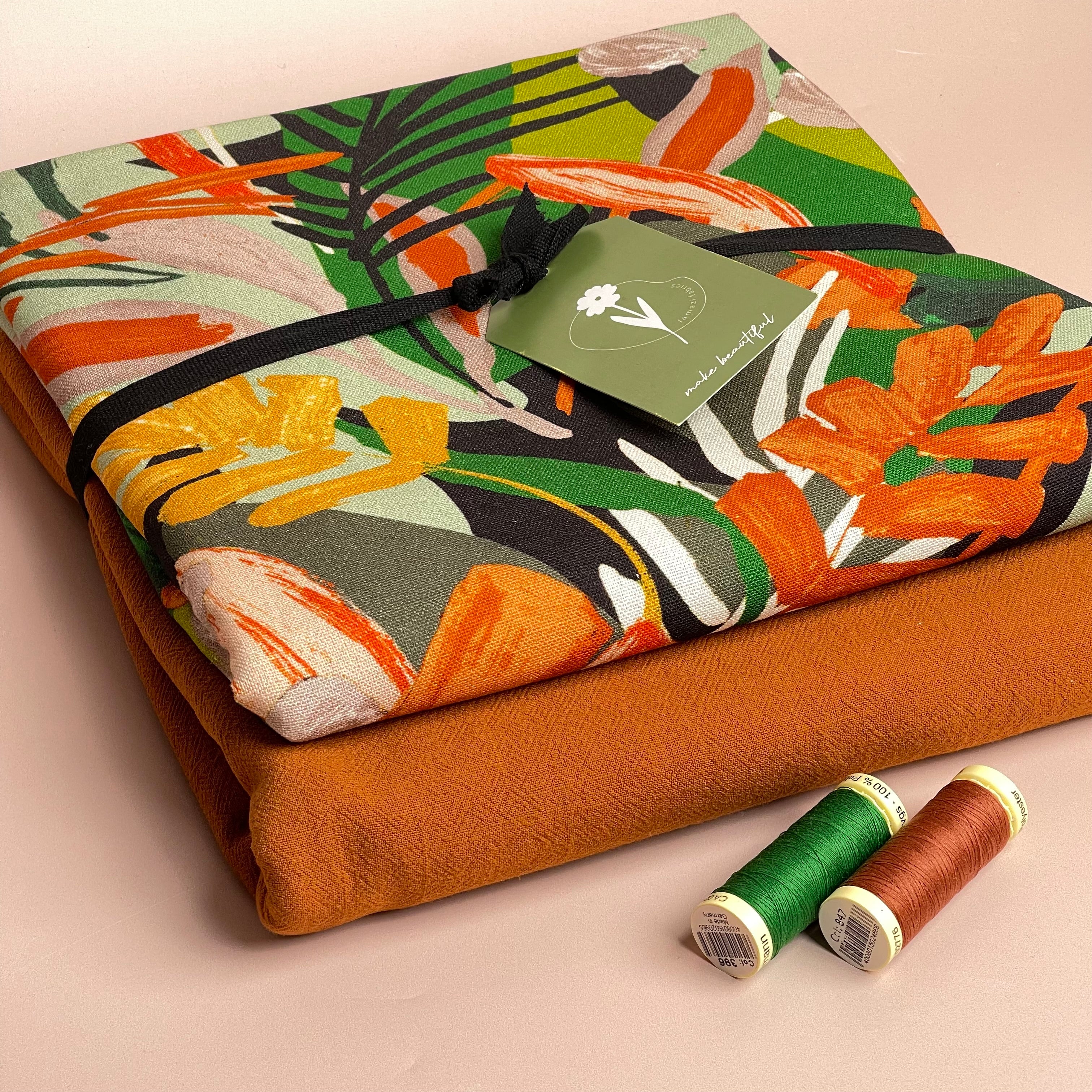 Make an Outfit Colour Bundle - Tropical Forest Viscose Linen with Washed Cotton