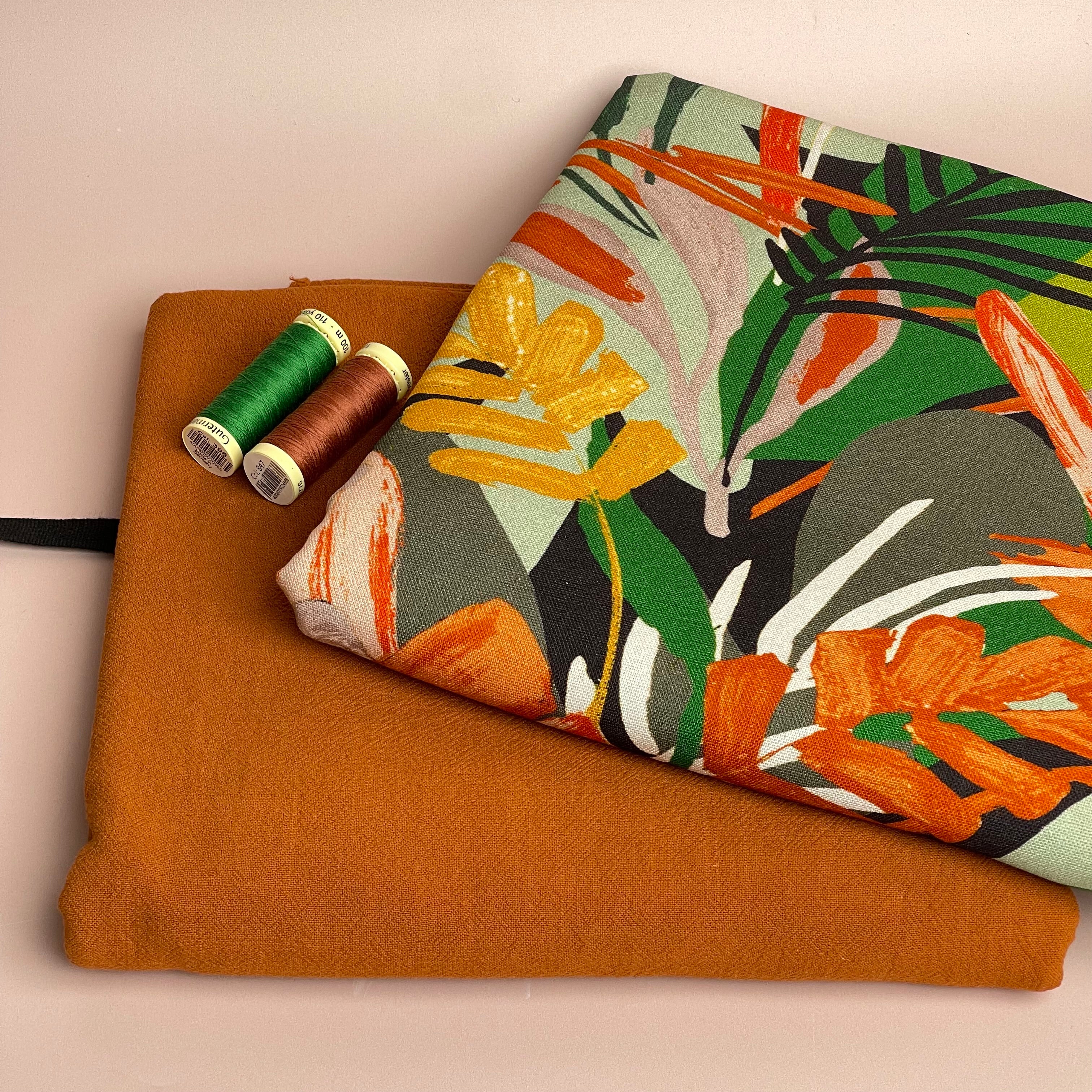 Make an Outfit Colour Bundle - Tropical Forest Viscose Linen with Washed Cotton