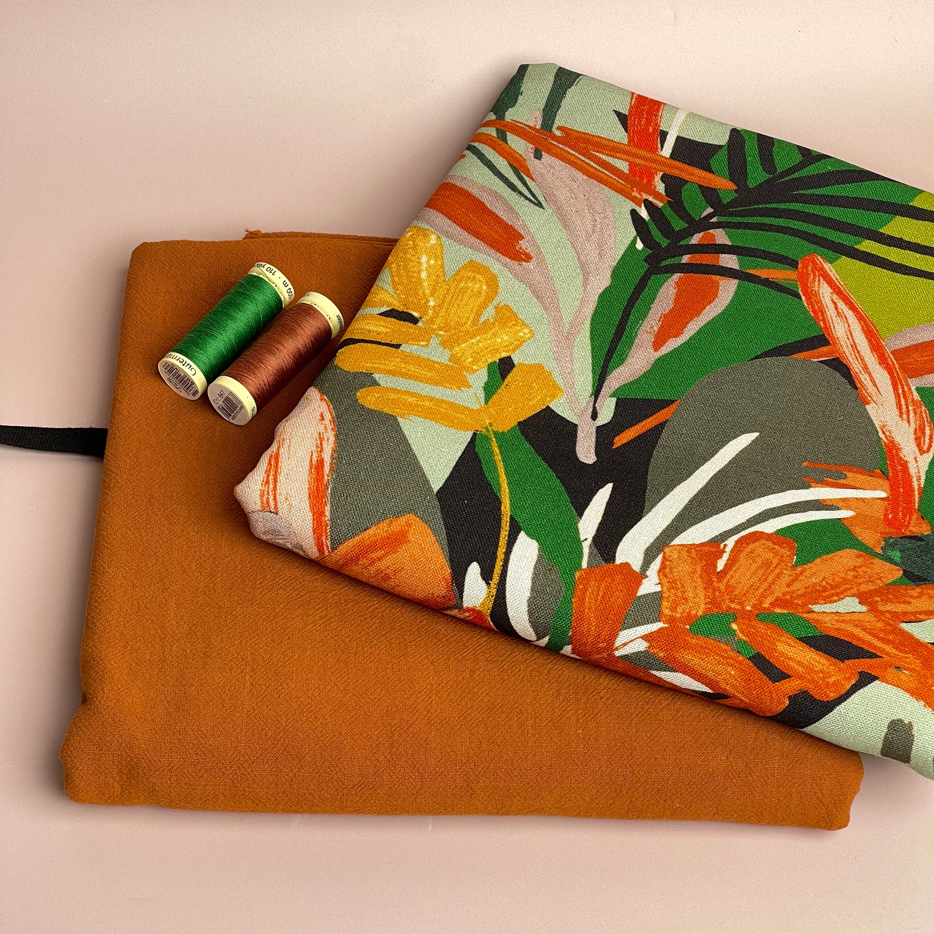 Make an Outfit Colour Bundle - Tropical Forest Viscose Linen with Washed Cotton