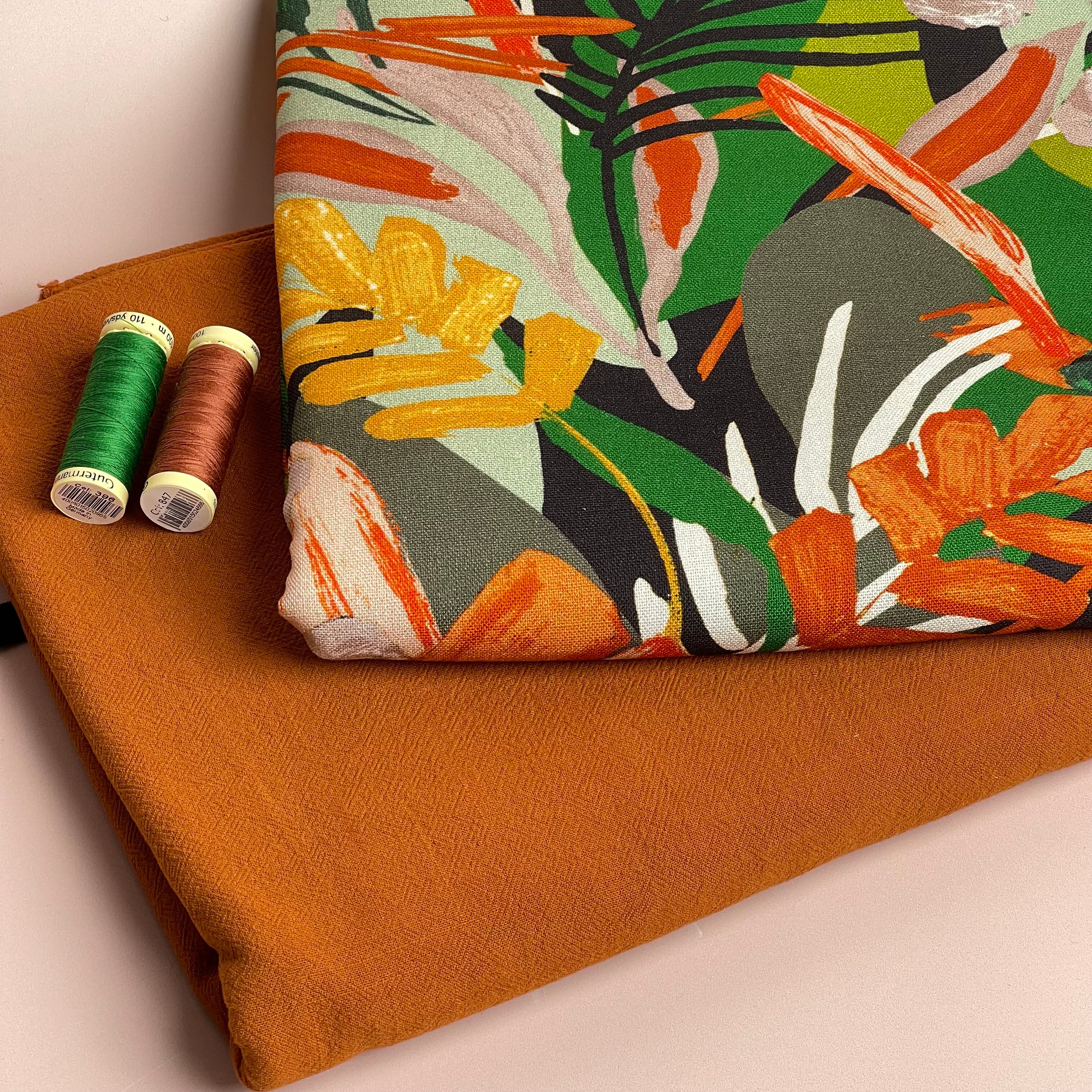 Make an Outfit Colour Bundle - Tropical Forest Viscose Linen with Washed Cotton