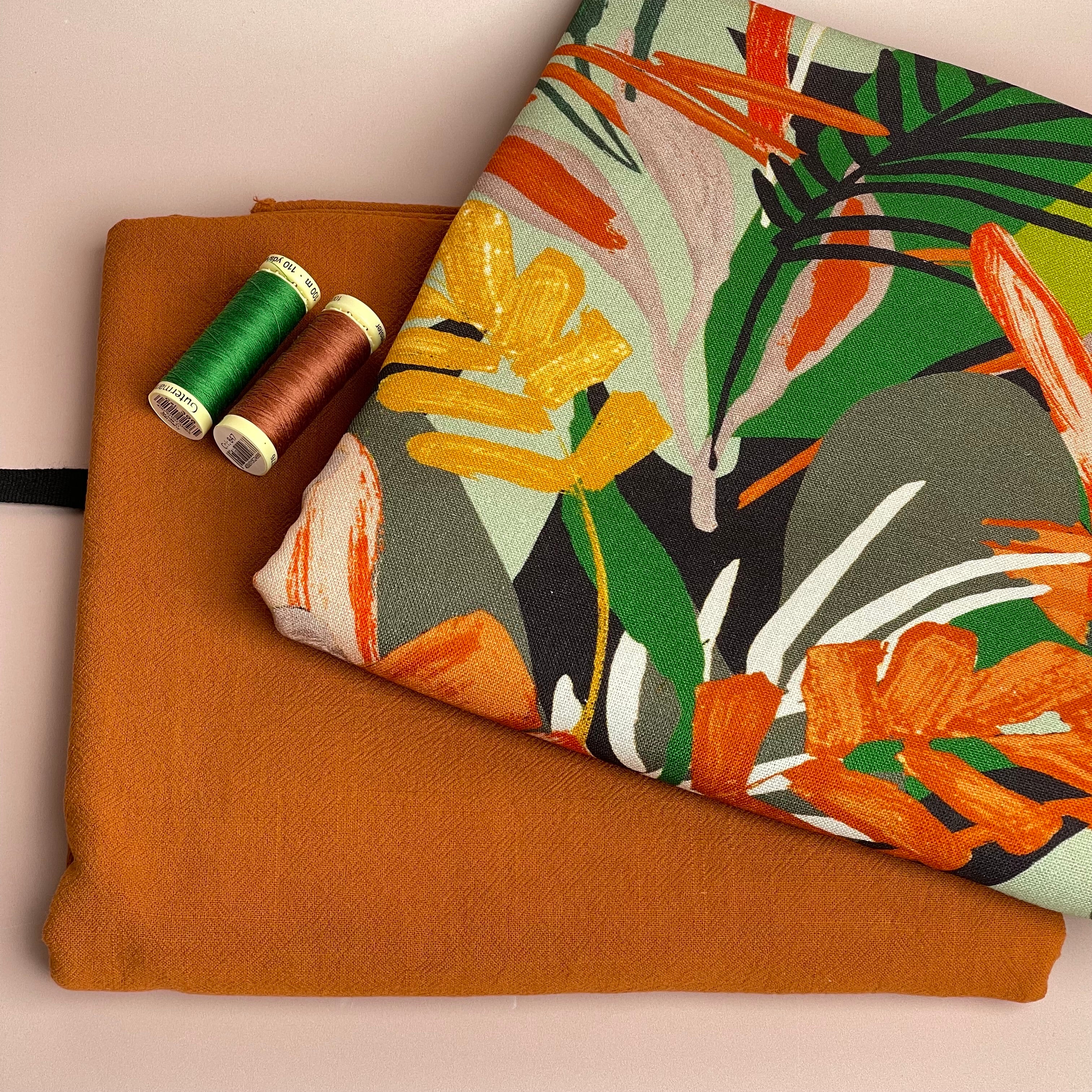 Make an Outfit Colour Bundle - Tropical Forest Viscose Linen with Washed Cotton