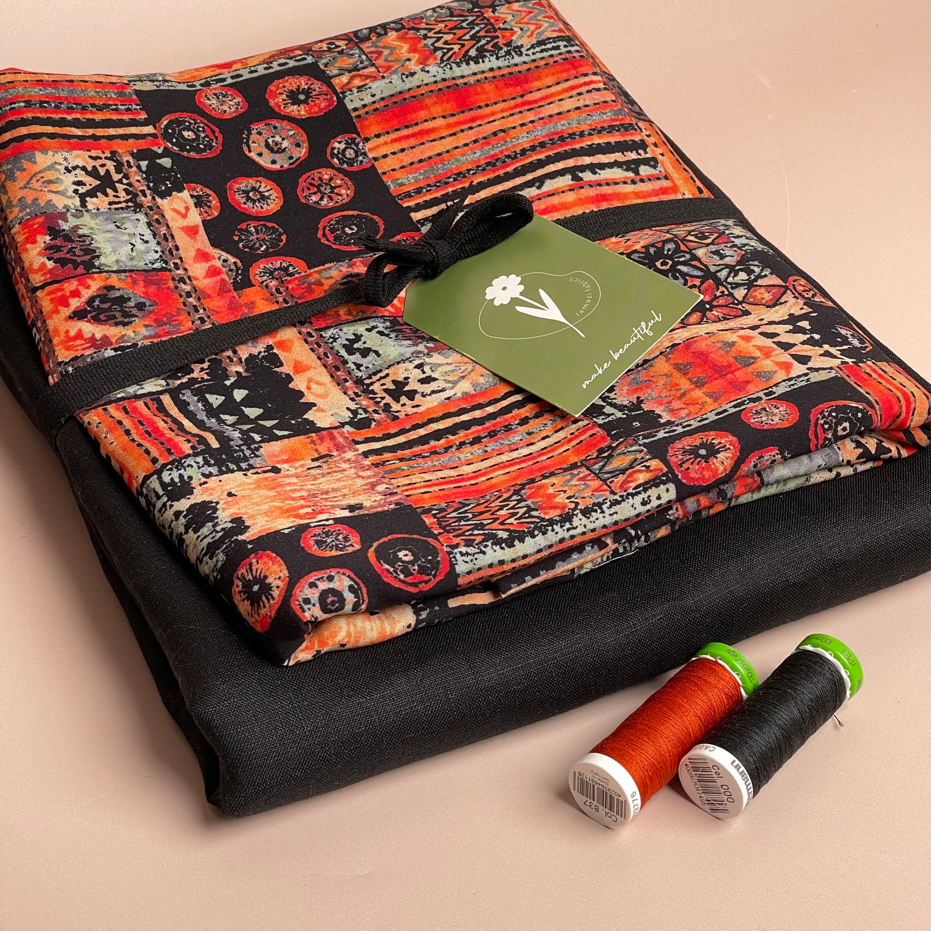 Make an Outfit Colour Bundle - Tapestry Burnt Orange Viscose with Pure Fine Linen
