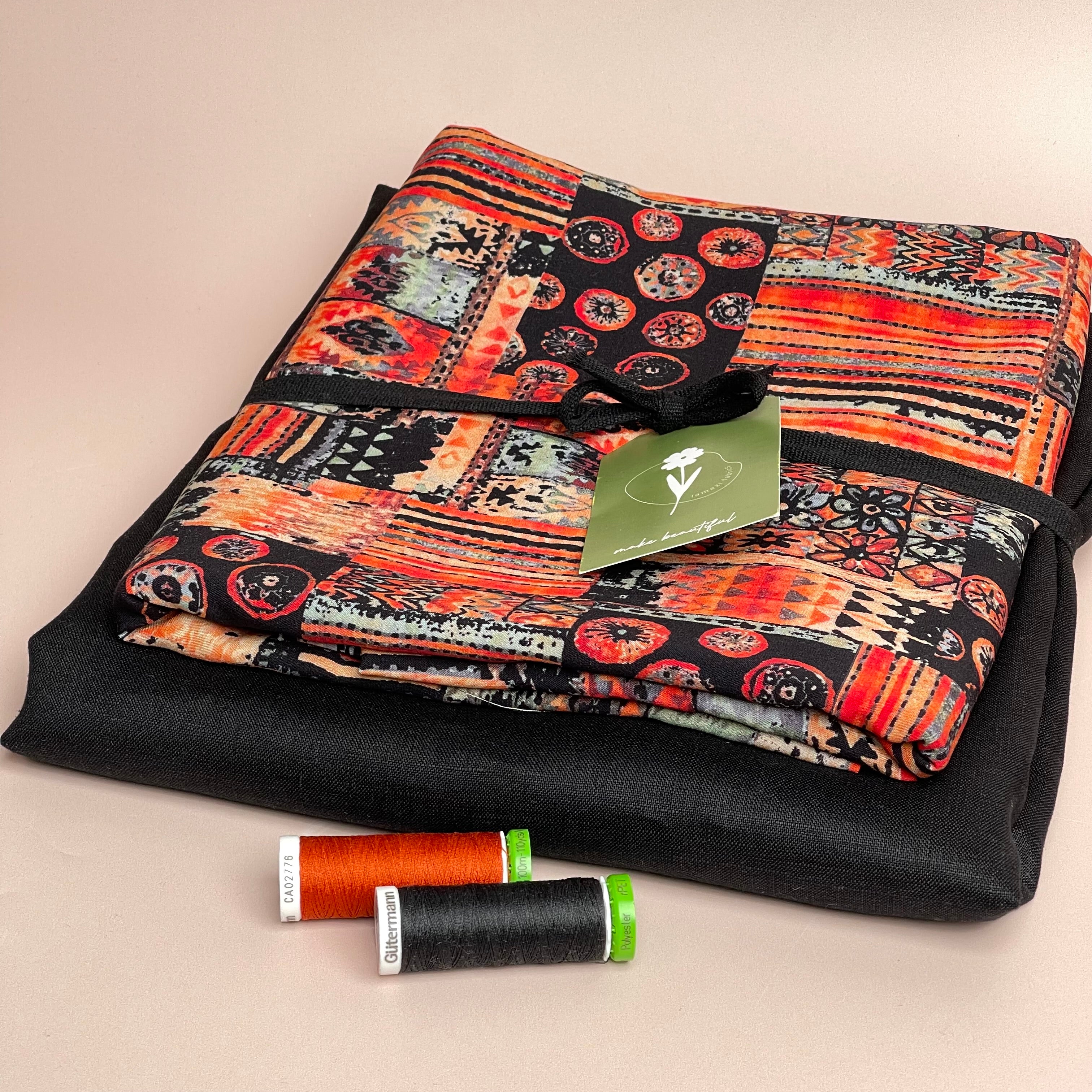 Make an Outfit Colour Bundle - Tapestry Burnt Orange Viscose with Pure Fine Linen