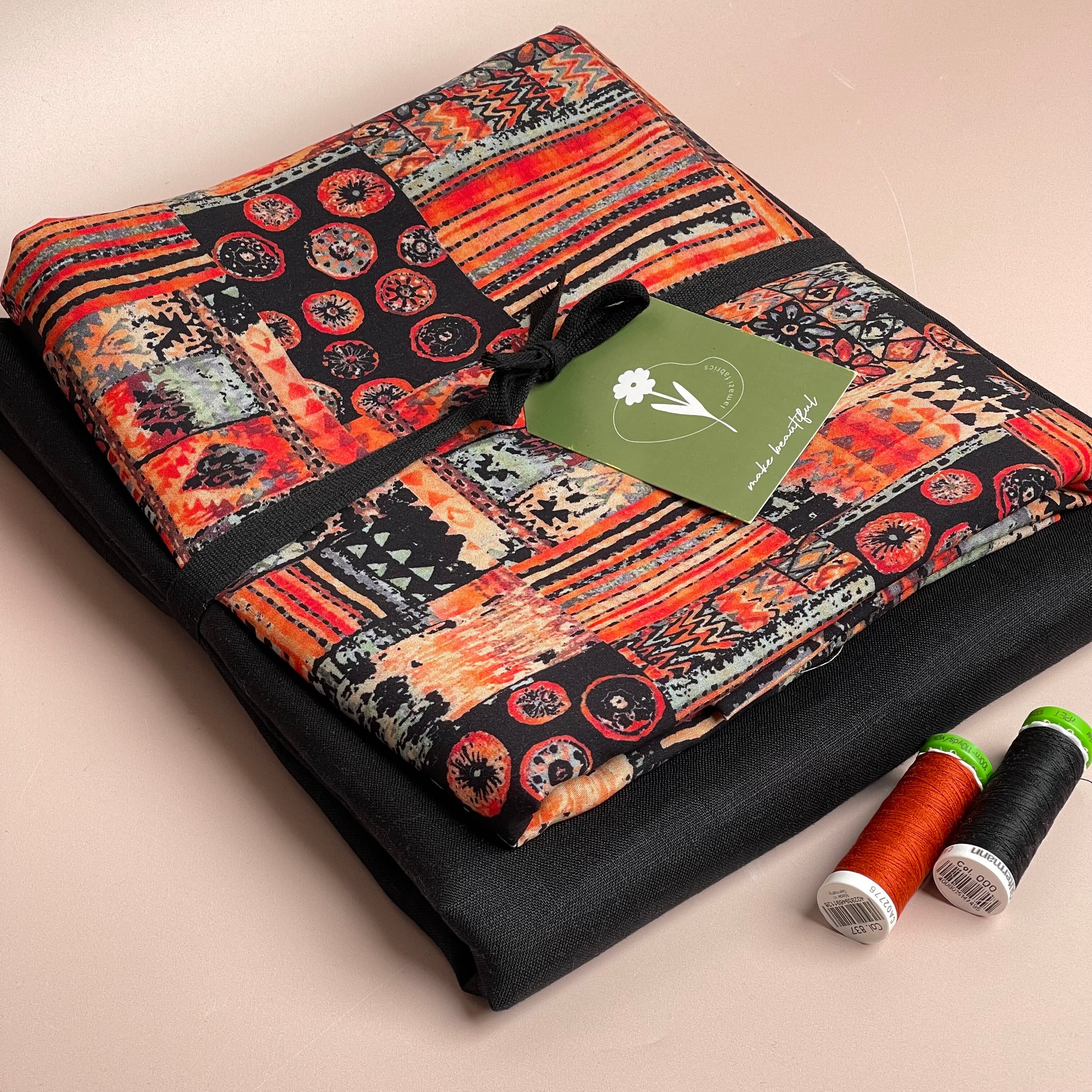 Make an Outfit Colour Bundle - Tapestry Burnt Orange Viscose with Pure Fine Linen