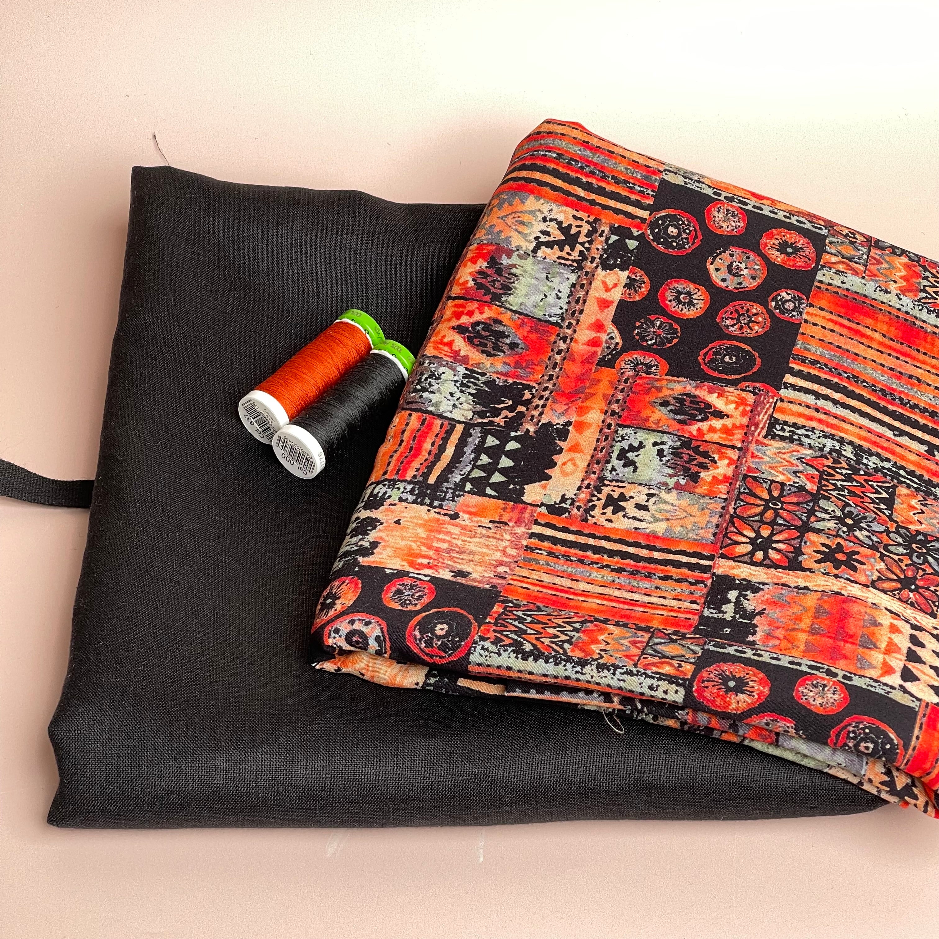 Make an Outfit Colour Bundle - Tapestry Burnt Orange Viscose with Pure Fine Linen
