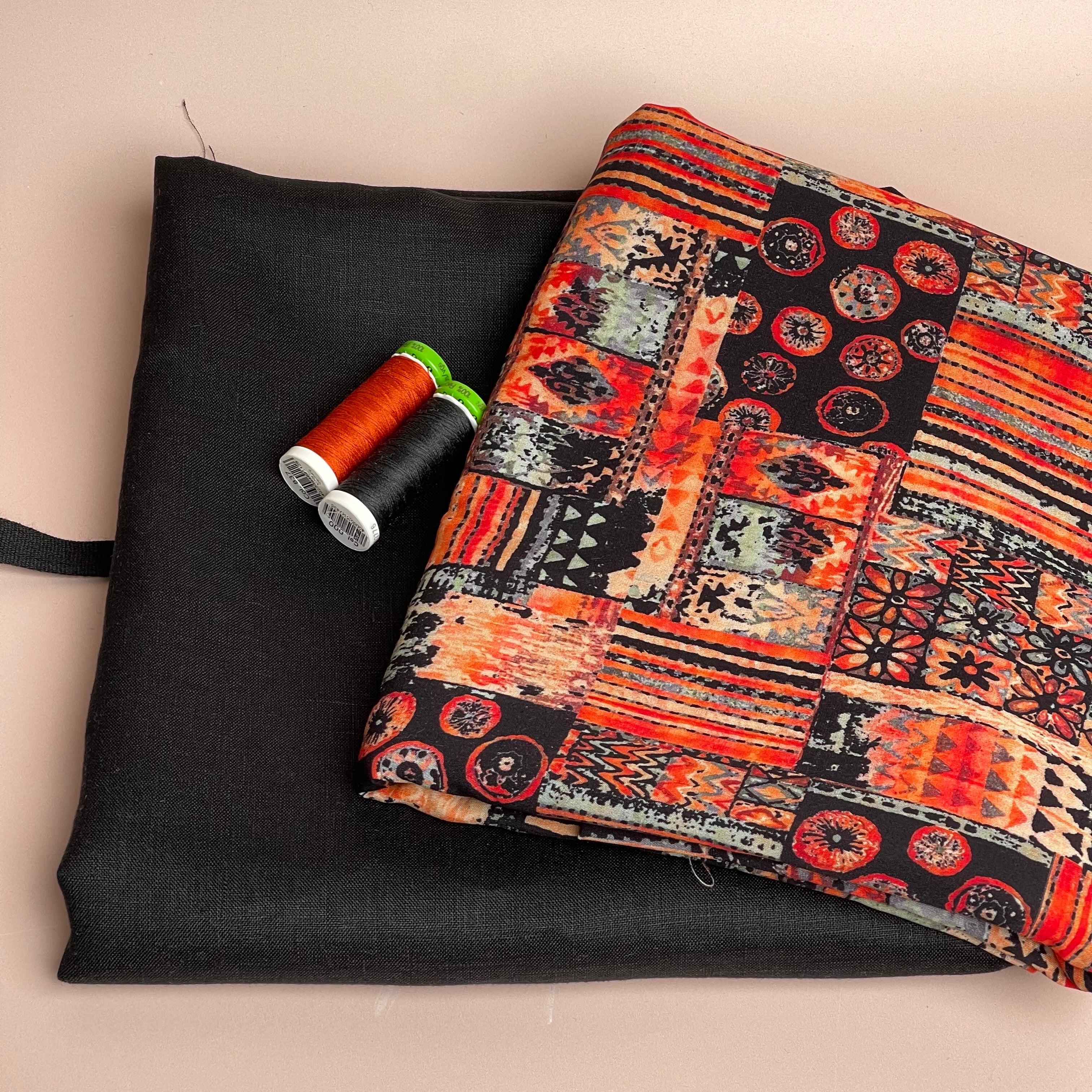 Make an Outfit Colour Bundle - Tapestry Burnt Orange Viscose with Pure Fine Linen
