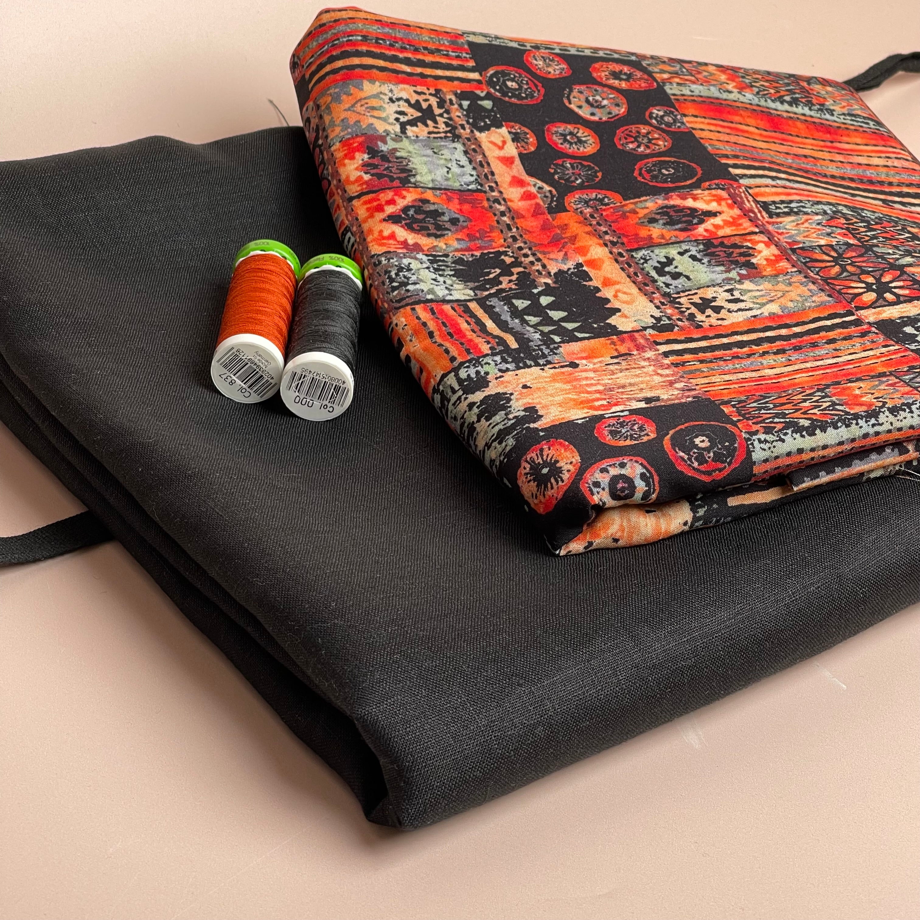 Make an Outfit Colour Bundle - Tapestry Burnt Orange Viscose with Pure Fine Linen