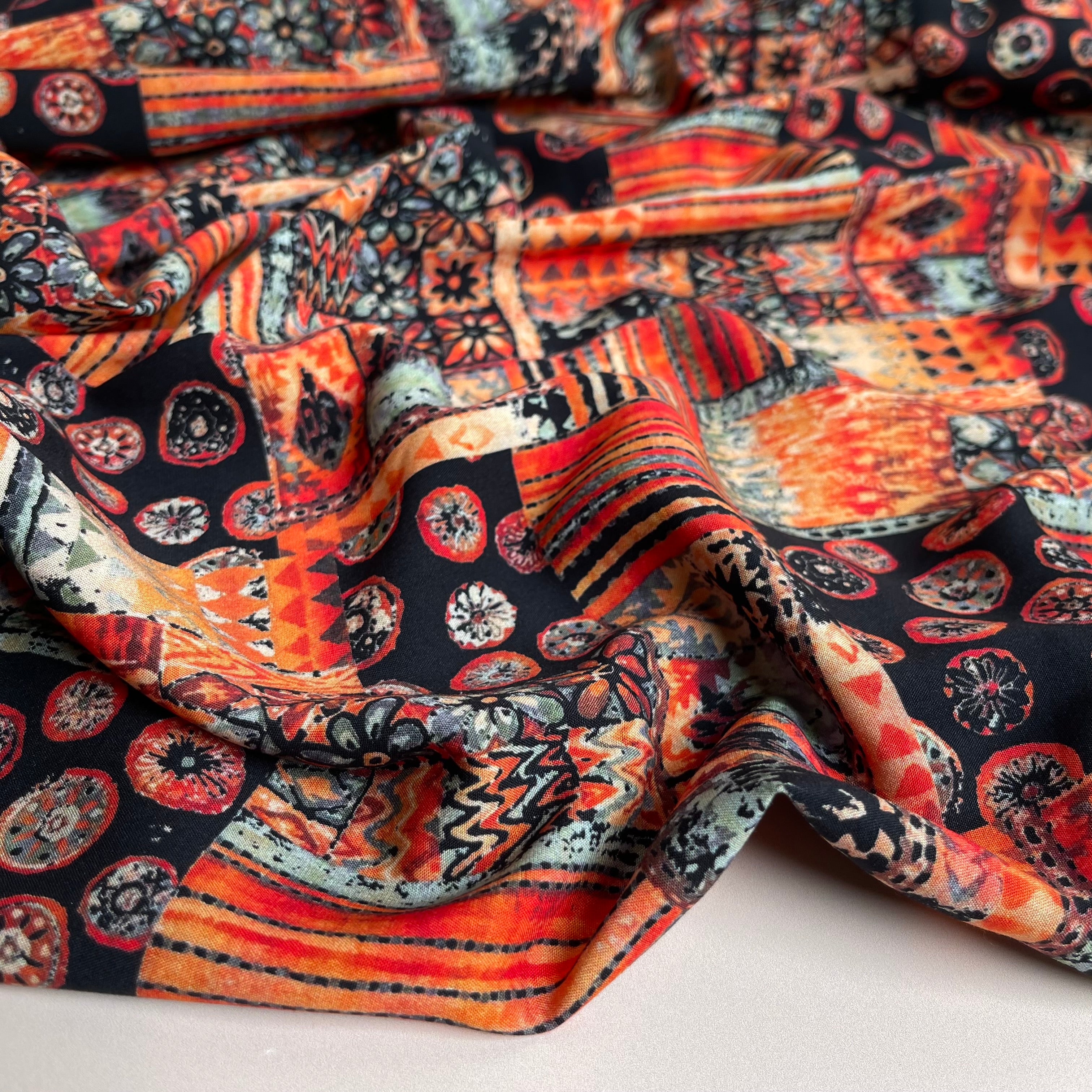 Make an Outfit Colour Bundle - Tapestry Burnt Orange Viscose with Pure Fine Linen