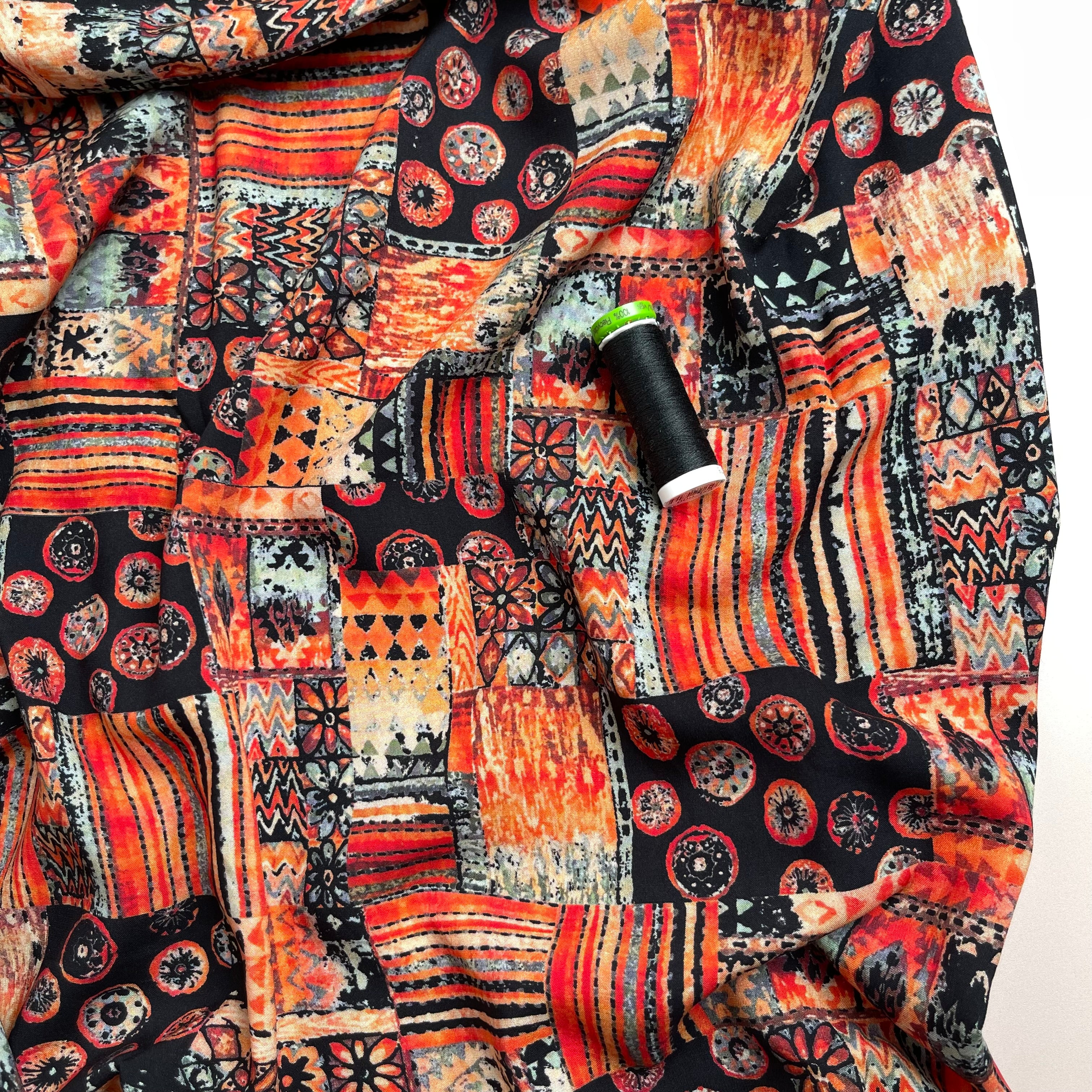 Make an Outfit Colour Bundle - Tapestry Burnt Orange Viscose with Pure Fine Linen