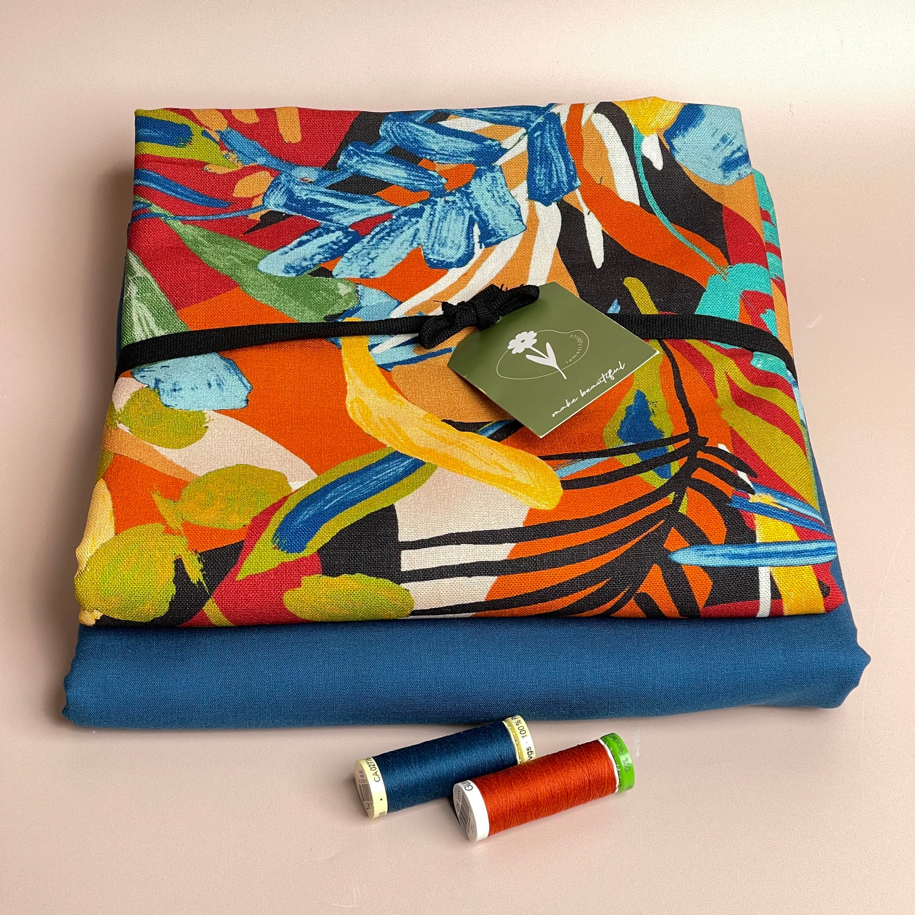 Make an Outfit Colour Bundle - Tropical Forest Viscose Linen with Moroccan Sorona Linen