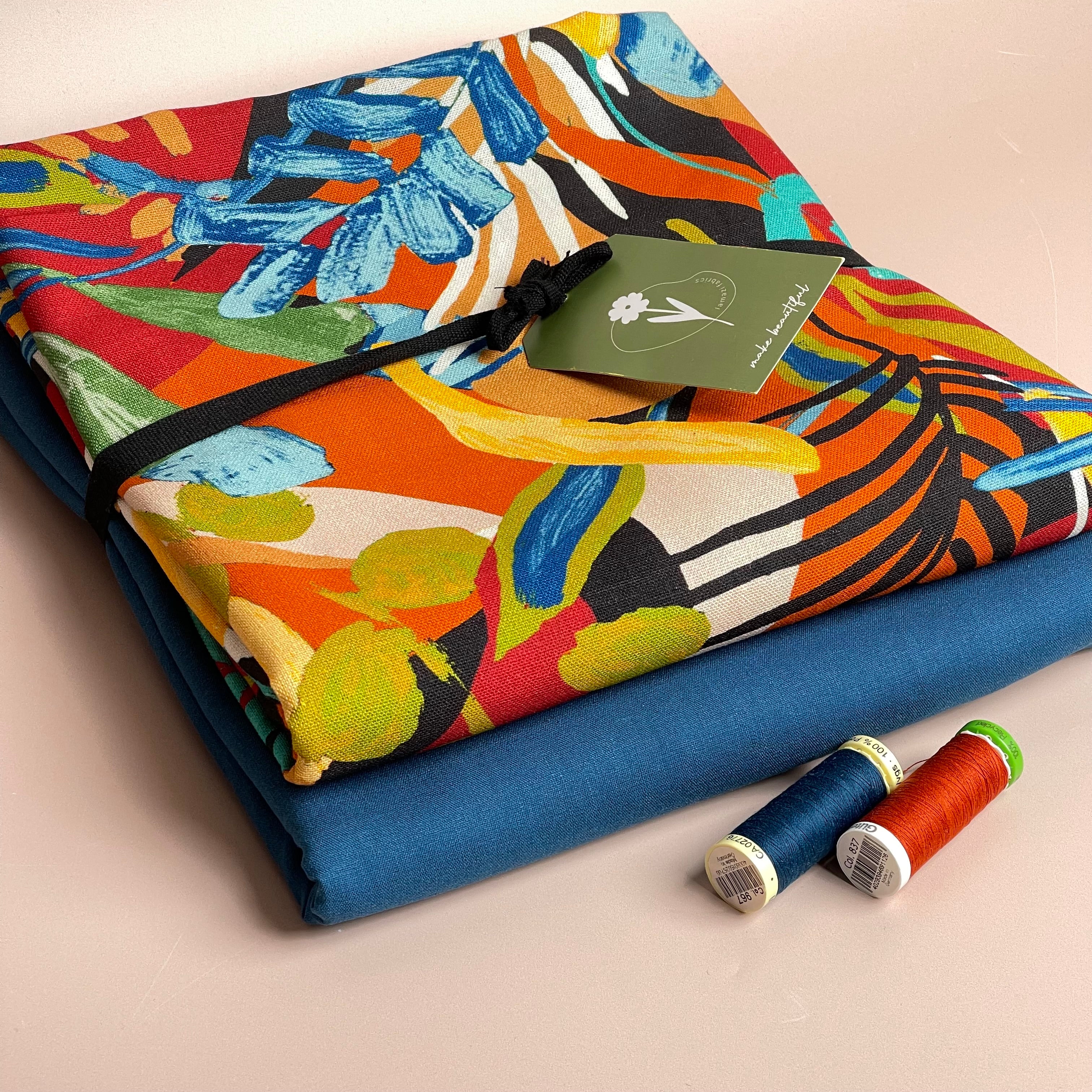 Make an Outfit Colour Bundle - Tropical Forest Viscose Linen with Moroccan Sorona Linen