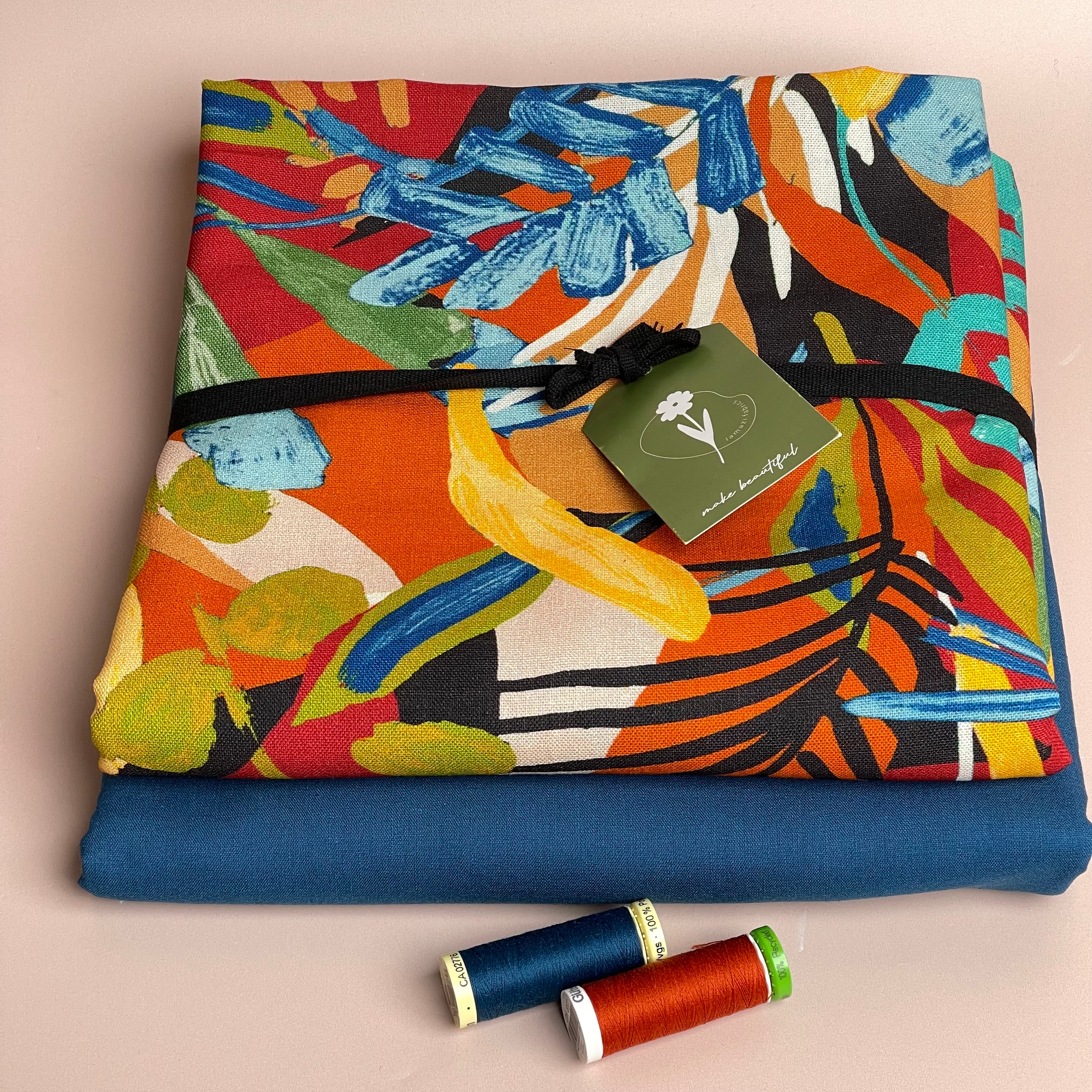 Make an Outfit Colour Bundle - Tropical Forest Viscose Linen with Moroccan Sorona Linen