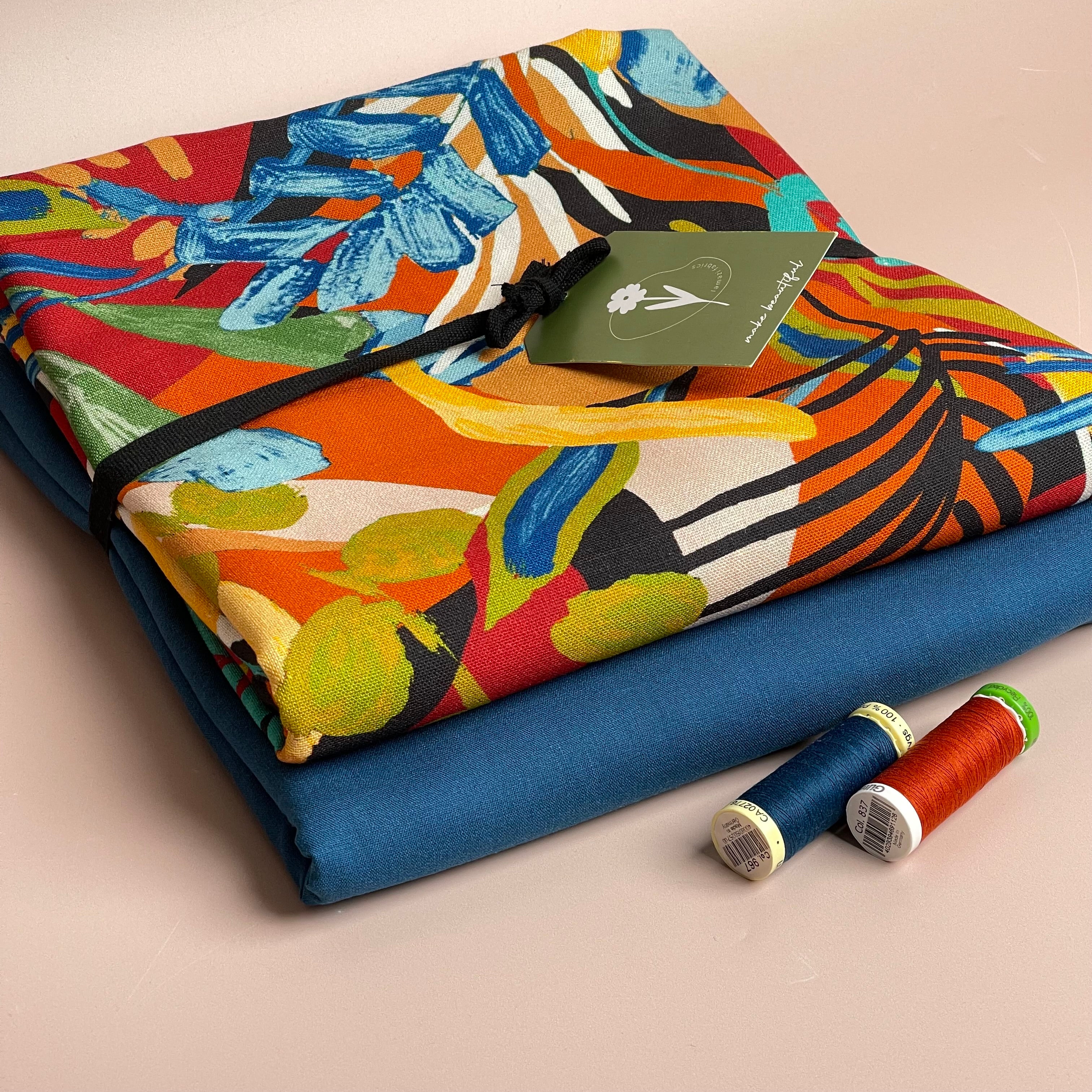 Make an Outfit Colour Bundle - Tropical Forest Viscose Linen with Moroccan Sorona Linen